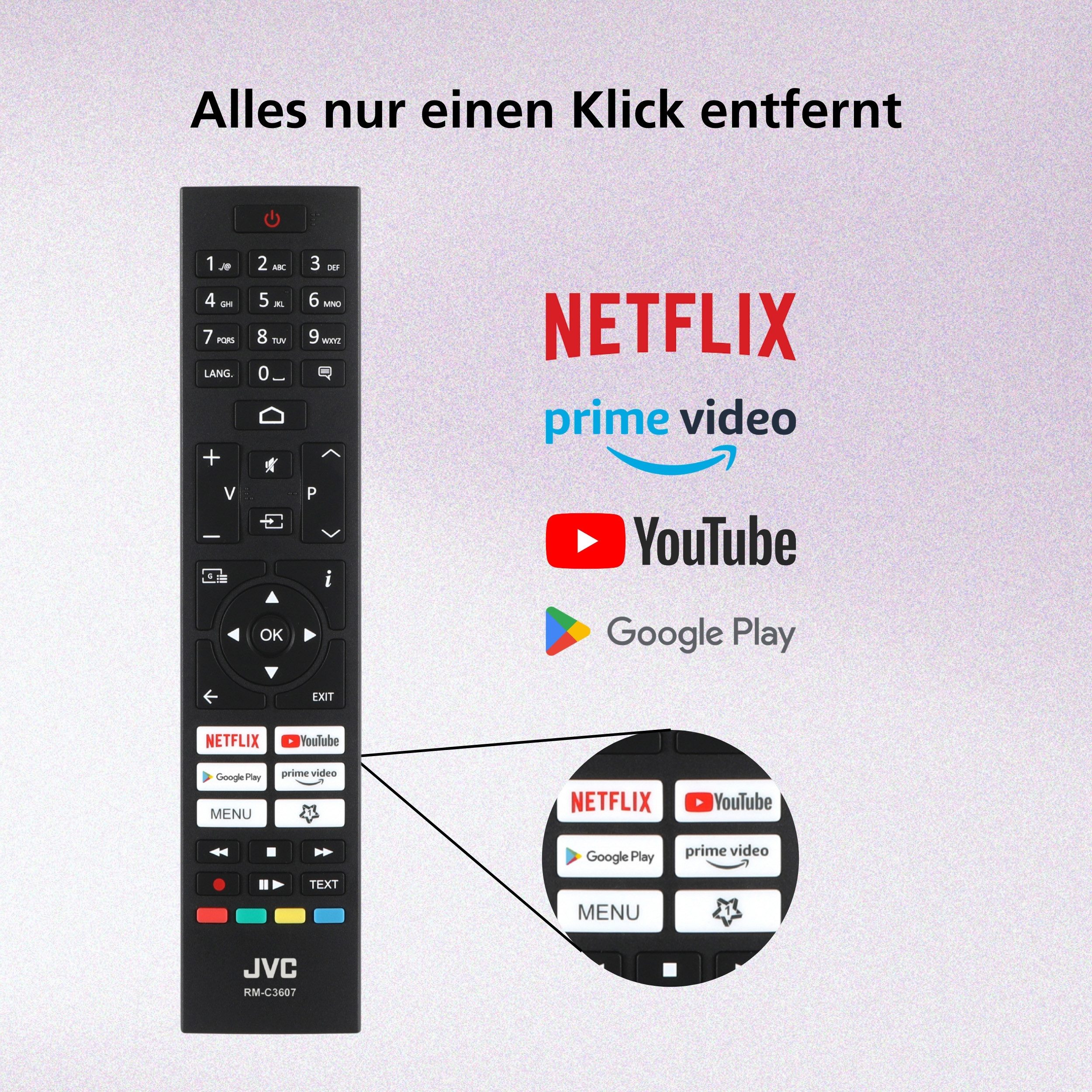 JVC LT-24VAHM355 LCD-LED Fernseher (60 cm/24 Zoll, HD-ready, Android TV, Android Smart TV, HDR, Triple-Tuner, 12 Volt Camping TV)