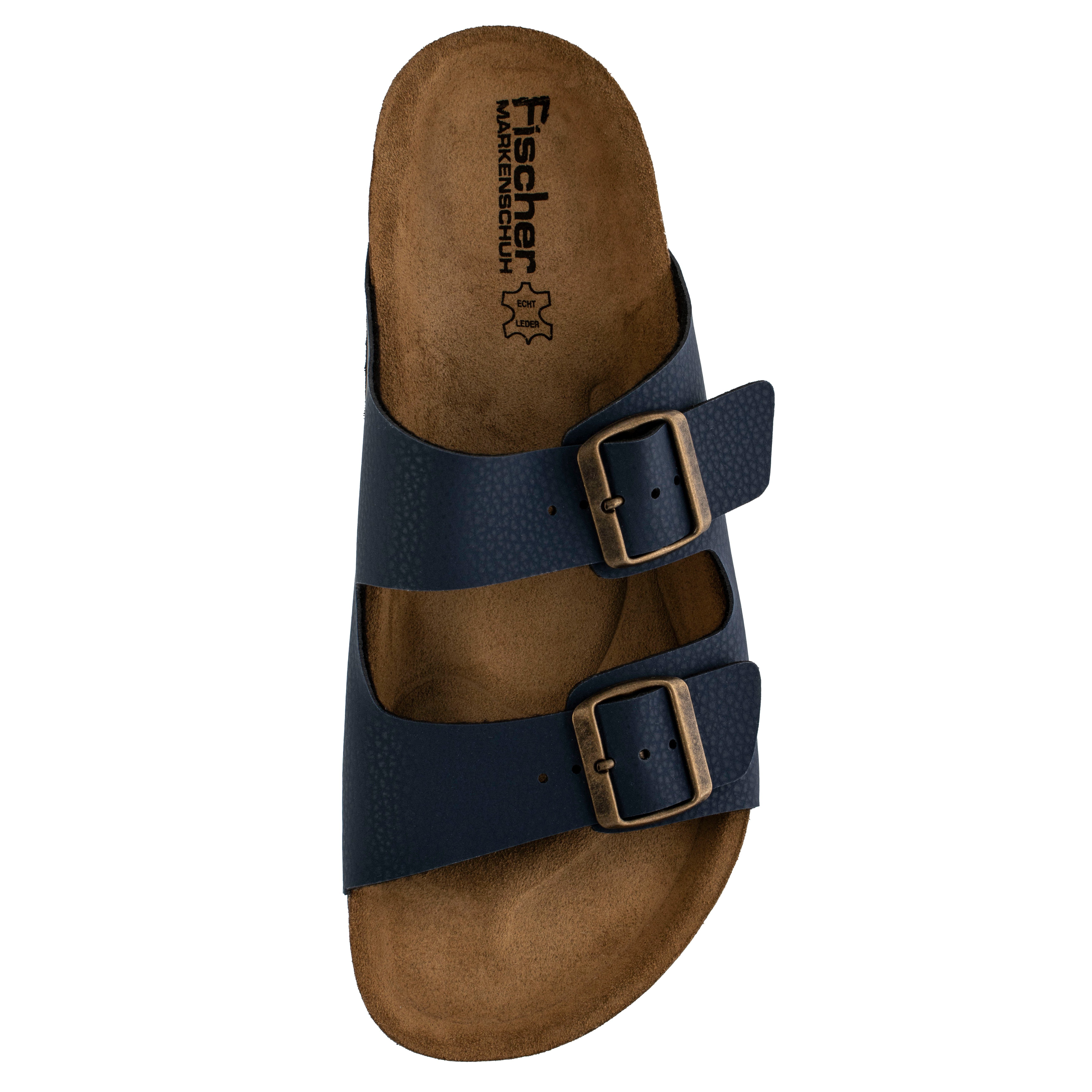 Fischer-Markenschuh Tobi Pantolette aus gepolstertes blau Lederfußbett Vegano (Lederimitat)