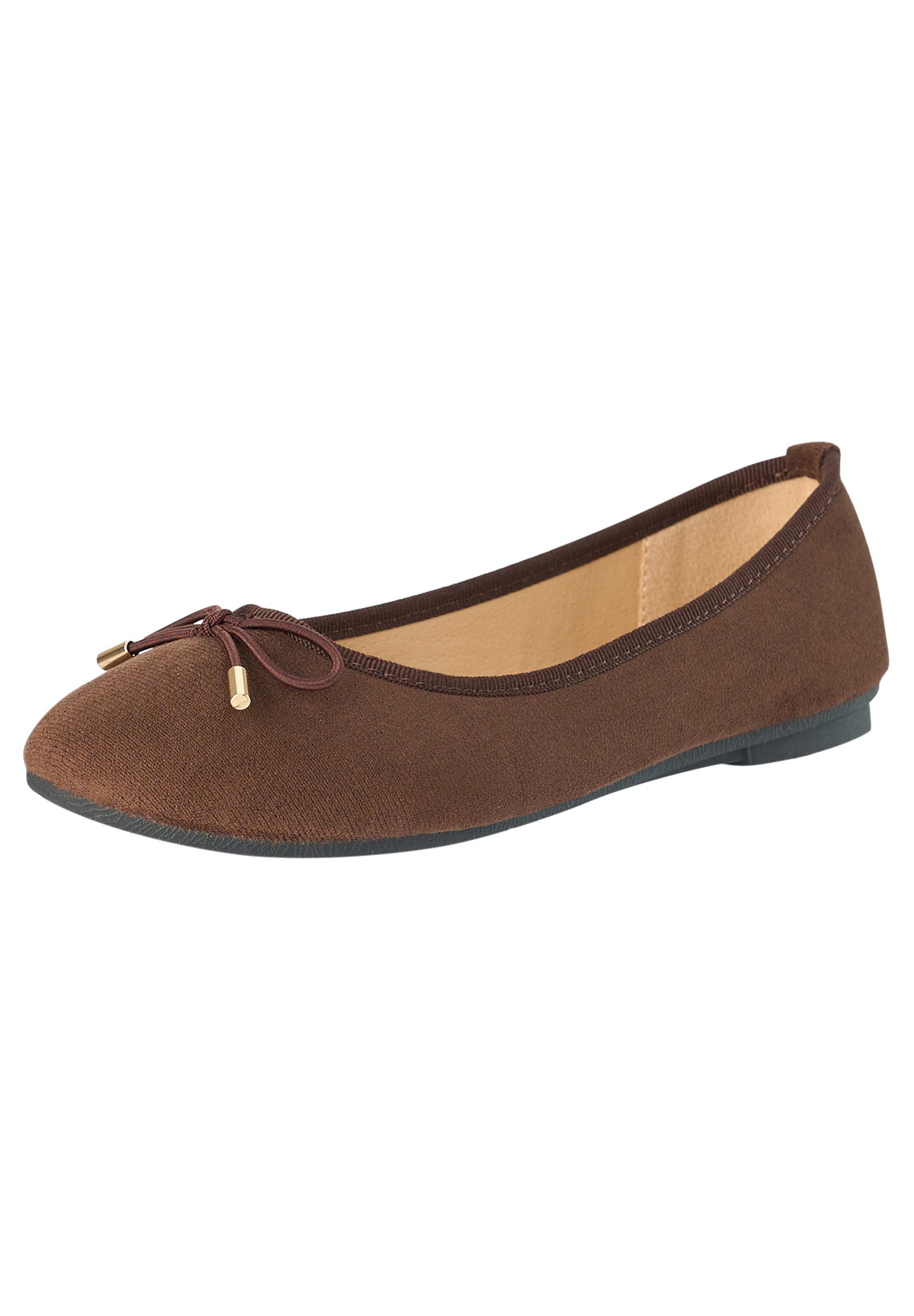 Day Vine Damen Ballerinas mit Schleife – flache Schlupfschuhe mit runder Spitze Ballerina