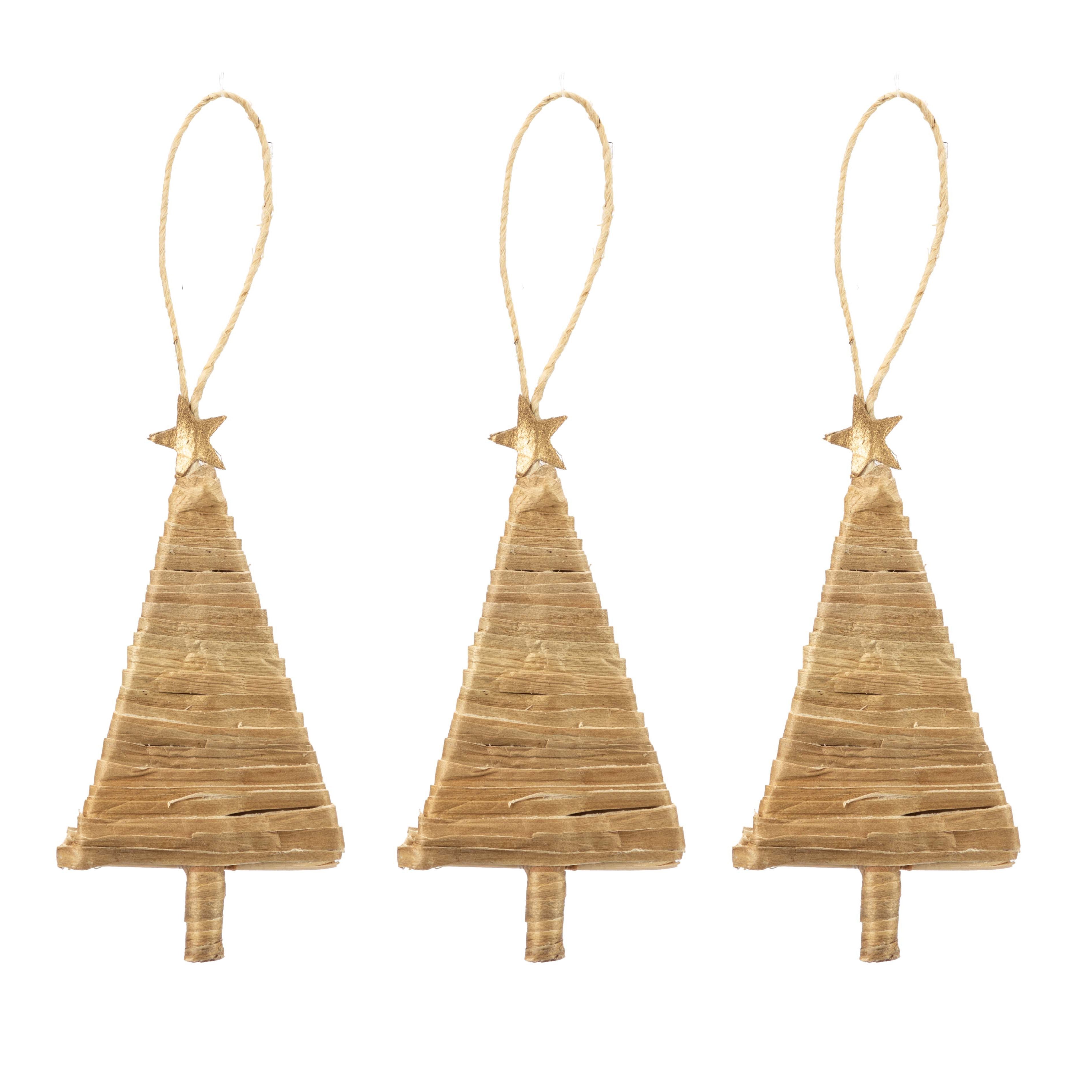 El Puente Dekohänger Deko-Anhänger "Tannenbaum", 3er-Set, Handmade, Fair Trade