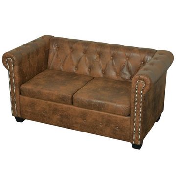 DOTMALL Chesterfield-Sofa 2-Sitzer antik braun, mit Knopfheftung und Nietenverzierung