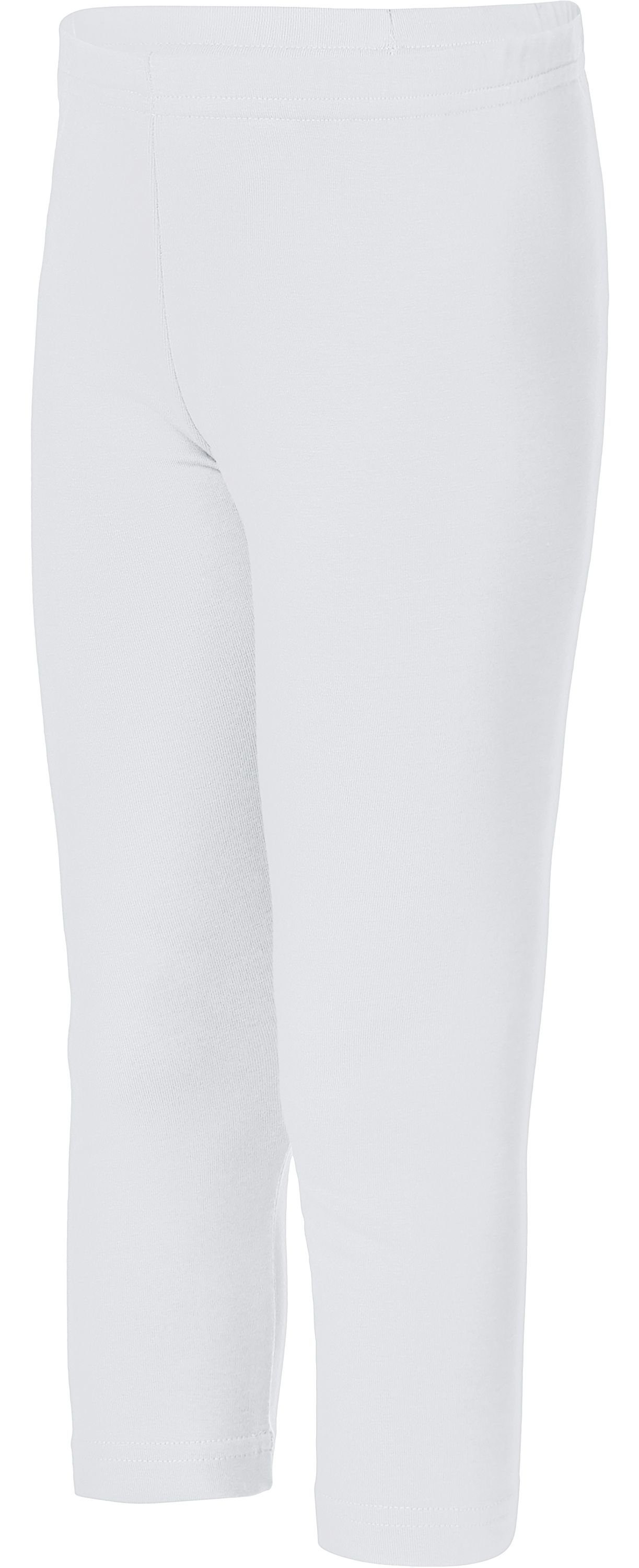 (1-tlg) Bund MS10-226 Merry Capri Style Leggings aus Baumwolle elastischer Weiß Mädchen 3/4 Leggings