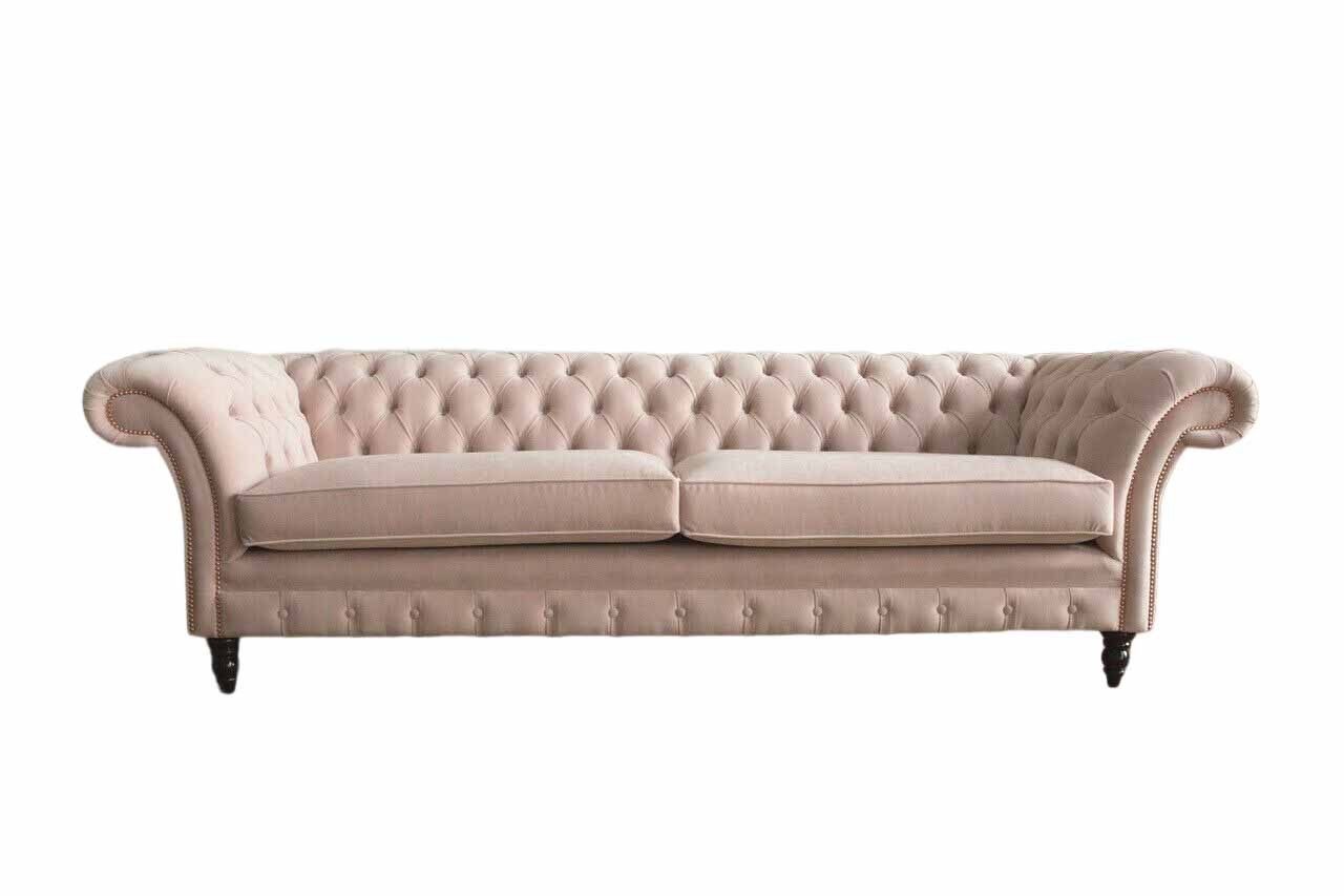 Xlmoebel Chesterfield-Sofa Rosa Viersitzer Sofa 245cm Polster Couch für 4 Personen, 1 Teile, Made in Europa