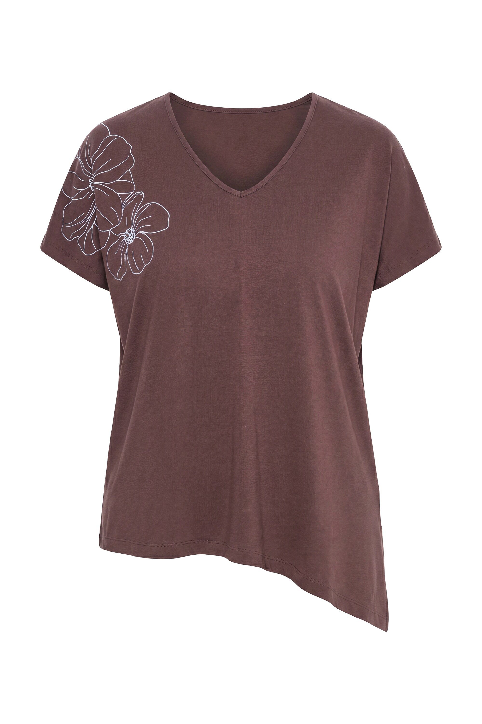 MIAMODA T-Shirt T-Shirt A-Linie asymmetrischer Saum Blüten