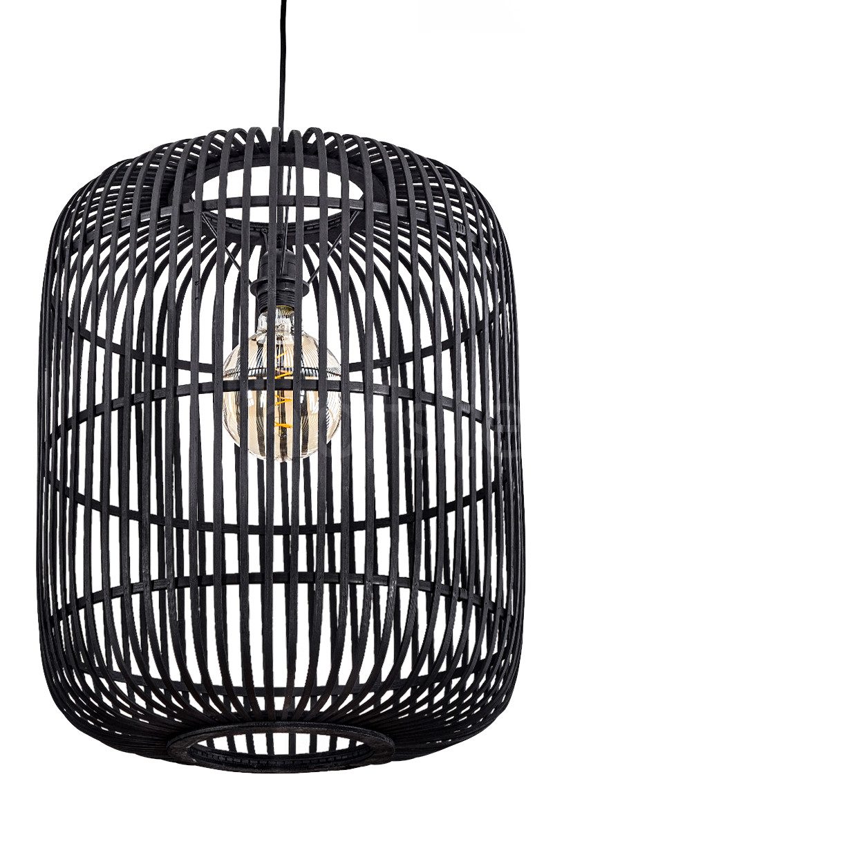 hofstein Hängeleuchte moderne Hängelampe aus Metall und Holz in Schwarz, Pendelleuchte mit verstellbarer Höhe, mit Lichteffekt, 1 x E27. € 184,99