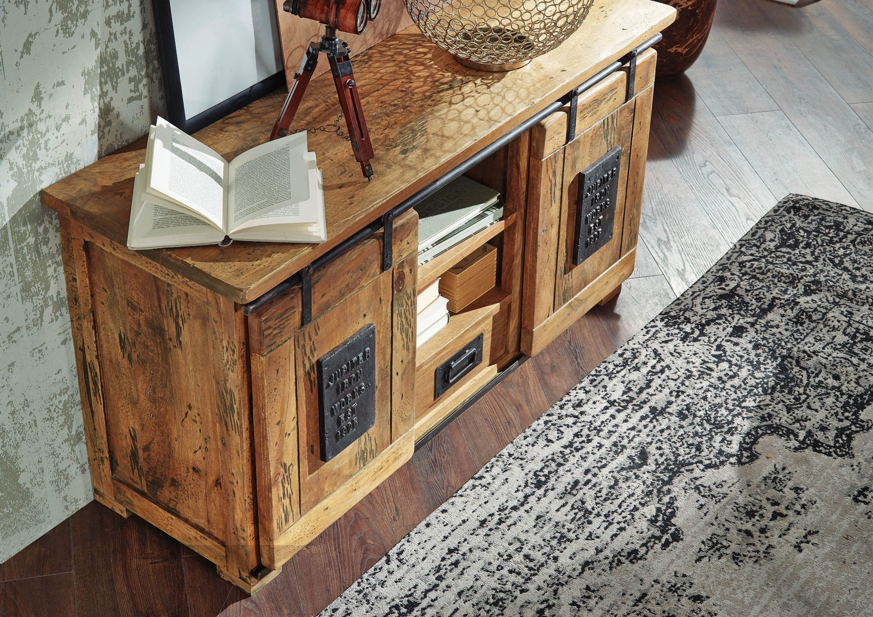 Massivmoebel24 Sideboard (Massivholz), Mango 128x45x70 natur lackiert RAILW günstig online kaufen