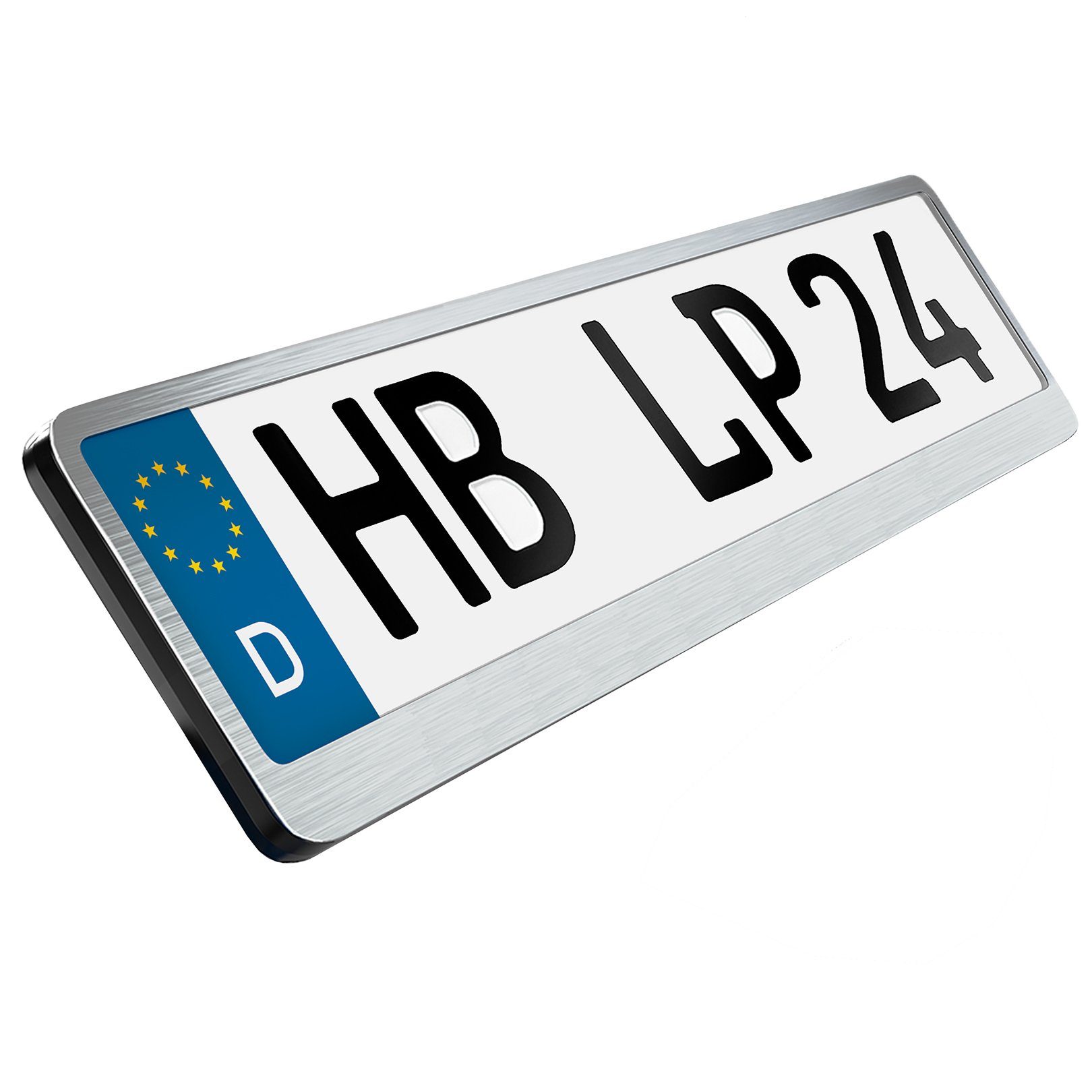 L & P Car Design Kennzeichenhalter für Auto Edelstahl gebürstet Premium Kennzeichenhalter V2A, (2 Stück)