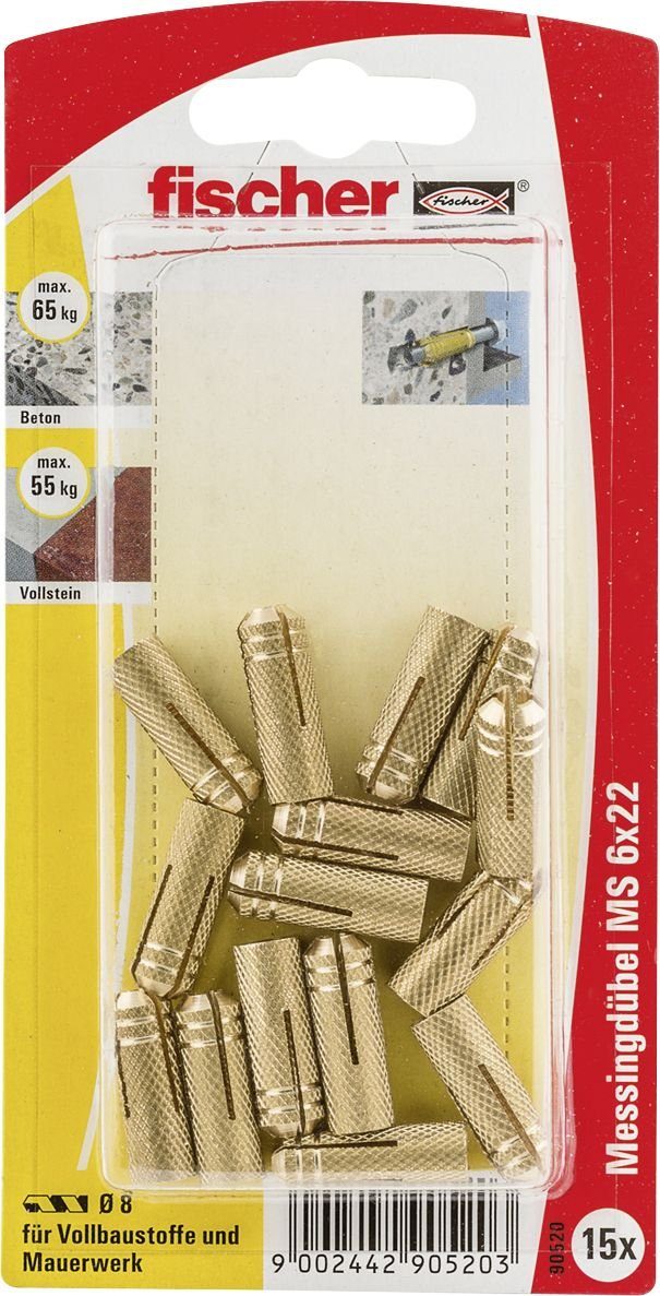 Thumbnail - fischer Schrauben- und Dübel-Set Fischer Messingdübel MS 6.0 x 22 mm - 15 Stück