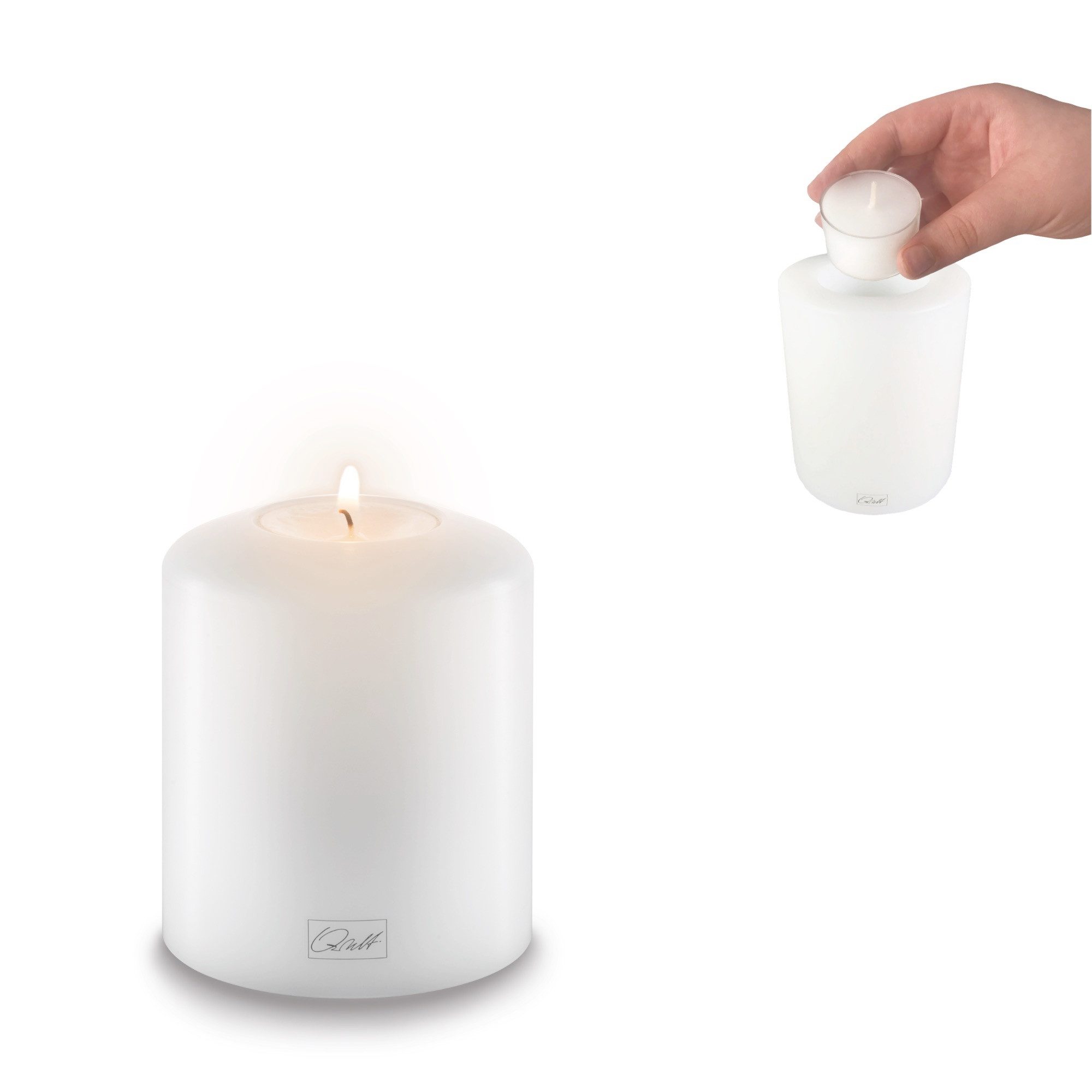 Qult Teelichthalter Farluce Classic - Durchm. 8cm Teelichthalter in Kerzenform Dauerkerze