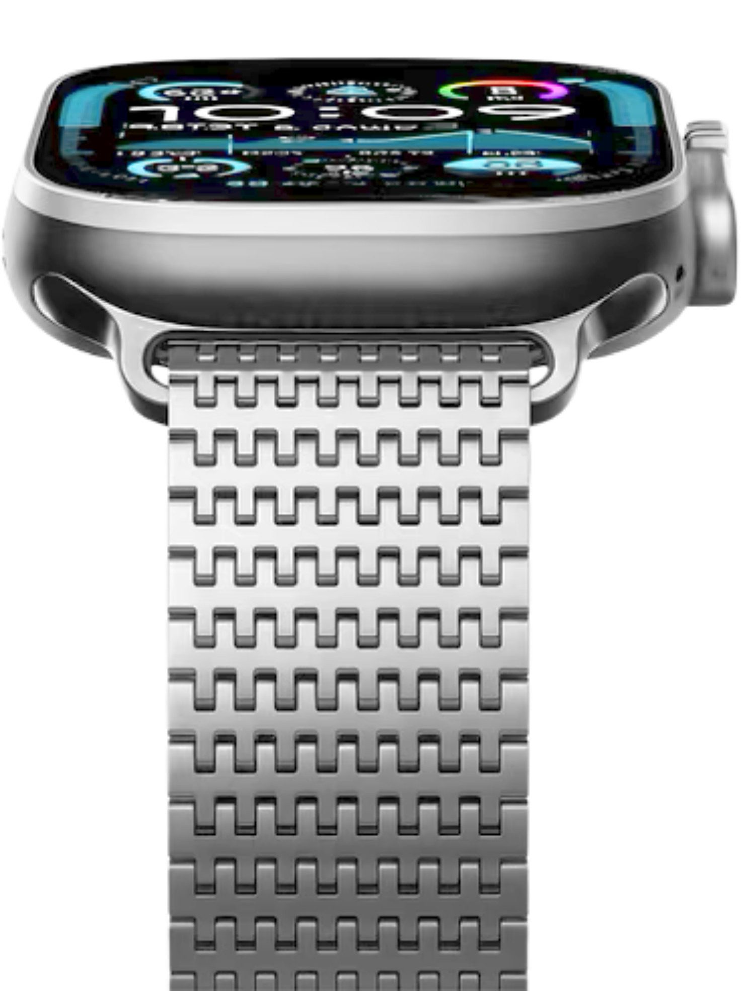 S&T Design Smartwatch-Armband Edelstahl Armband für Apple Watch Magnetisch Metall Ersatzarmband, Milanaise Kompatibel mit Apple Watch 38/40/41/42/44/45/46/49 Titan