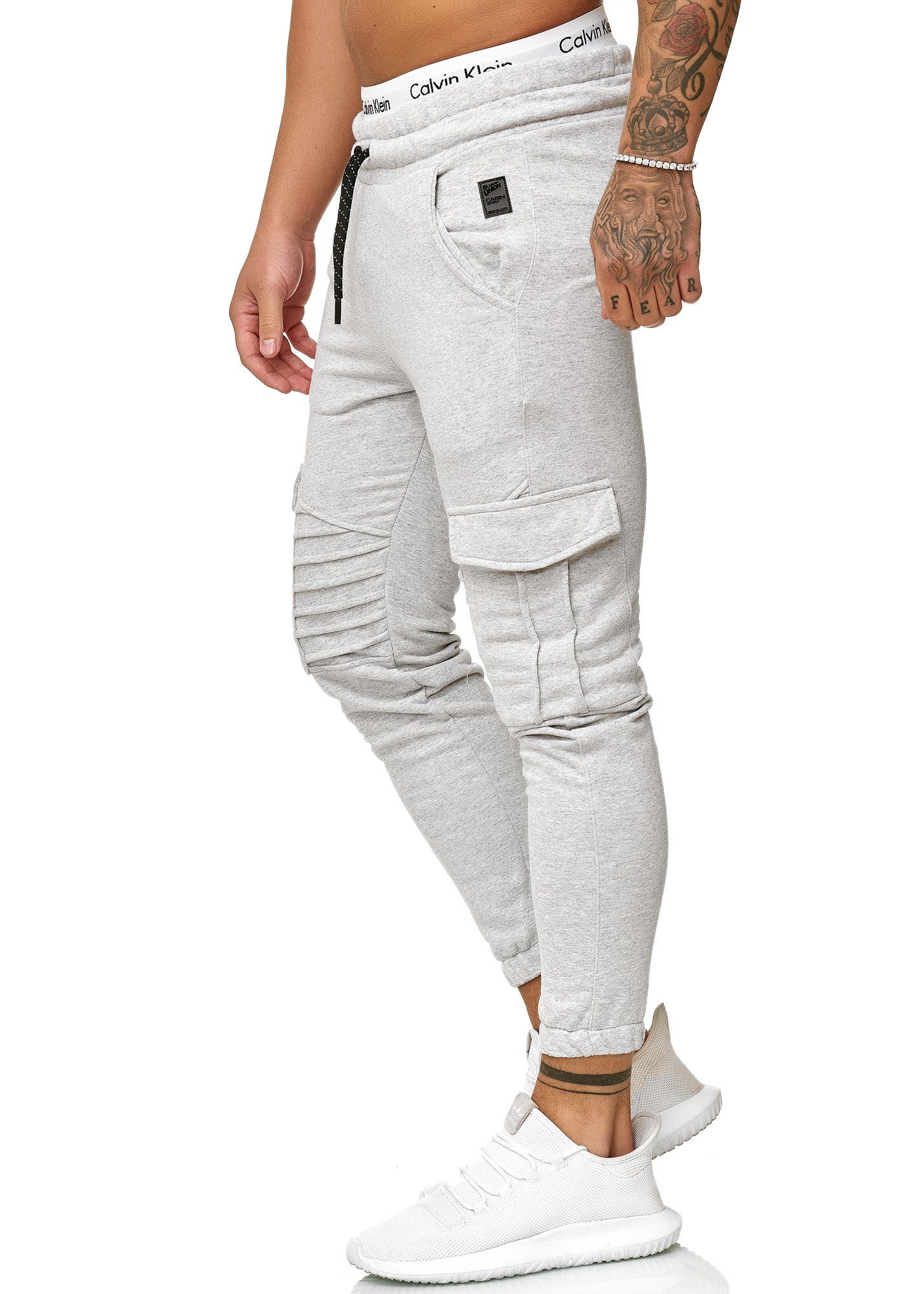 OneRedox Jogginghose 1214C (Sporthose Trainingshose Fitness Sweatpants, Casual 1-tlg) Freizeit Grau