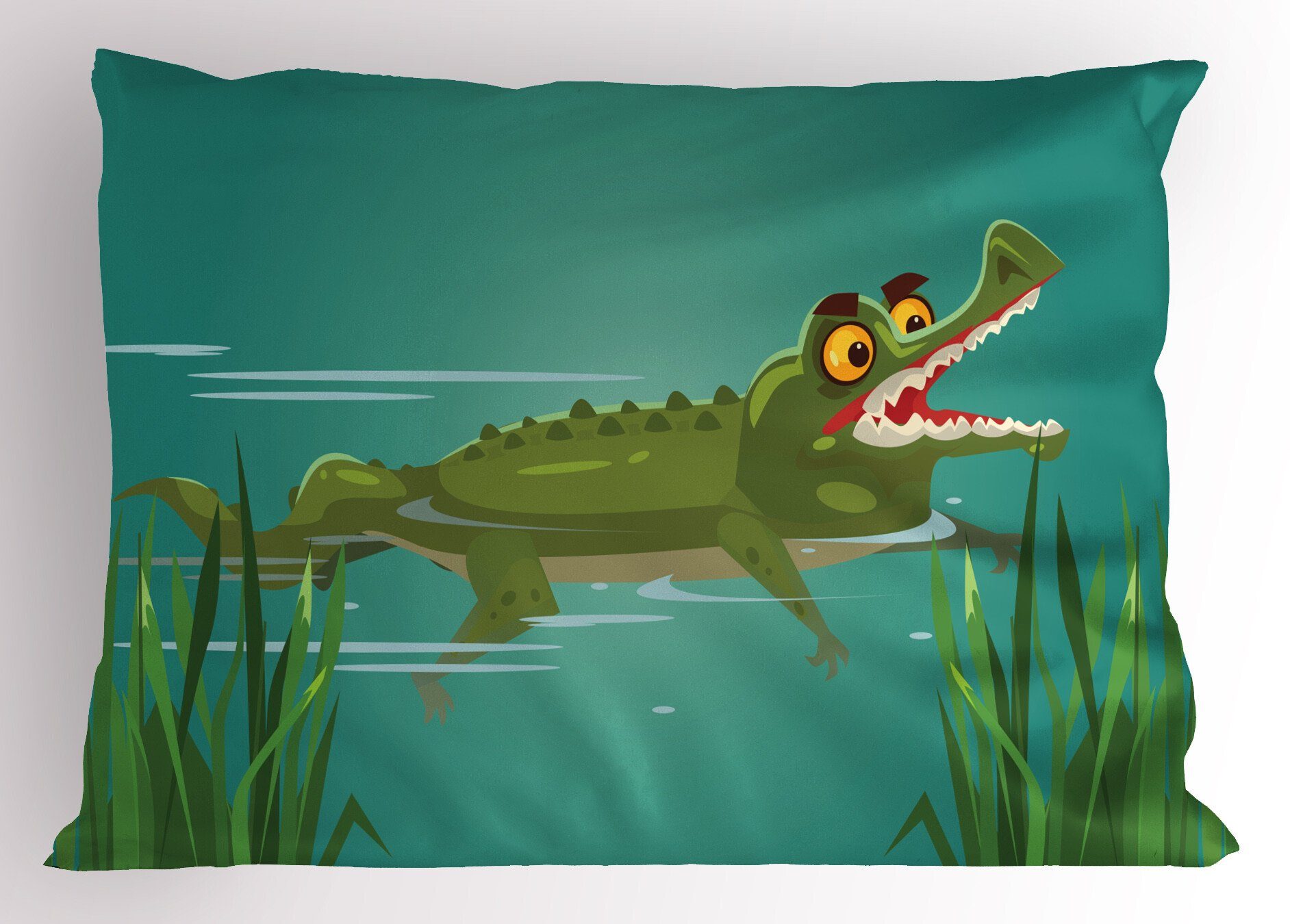 einem Abakuhaus Kissenbezüge Standard Dekorativer Size Krokodil in (1 Cartoon Gedruckter Kissenbezug, See Stück), King