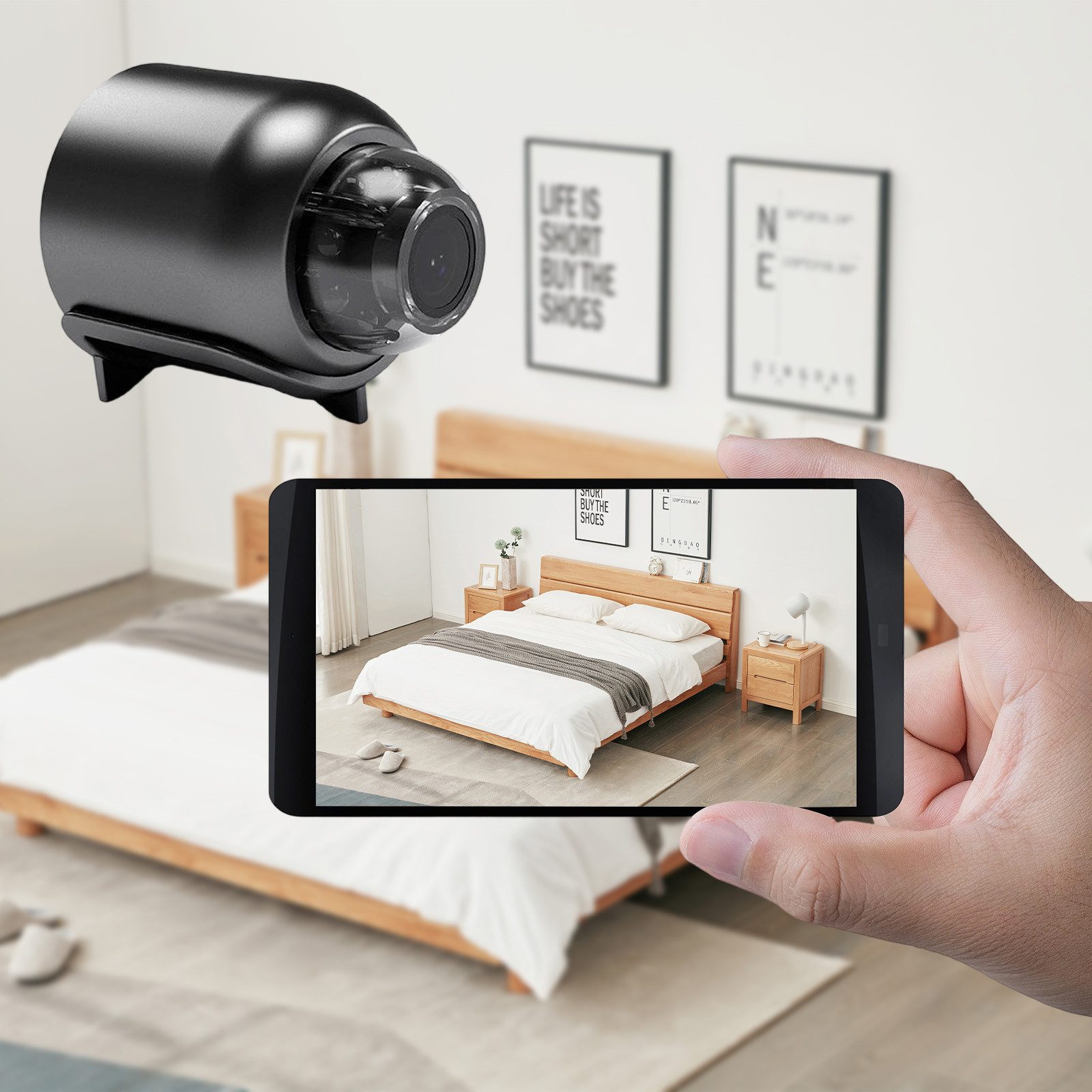 REDOM Überwachungskamera Mini Kamera Mini Überwachung (Universeller USB-Anschluss kompatibel mit Android/iOS, 1-tlg., Nachtsicht und 140° Weitwinkel Hochauflösende 1080P-Videos, Unterstützt Loop-Aufnahme und zeitgesteuertes Aufzeichnen)