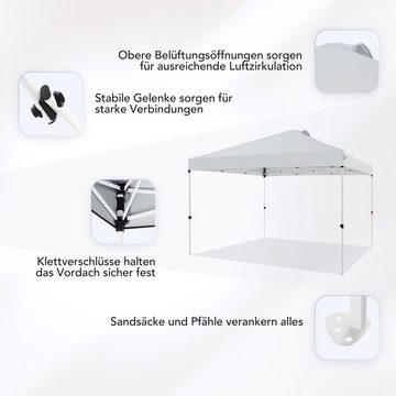 Crenex Pavillon faltbar Pop-Up Partyzelt inkl. Sandsäcke&Tragetasche, 3x3m Gartenzelt