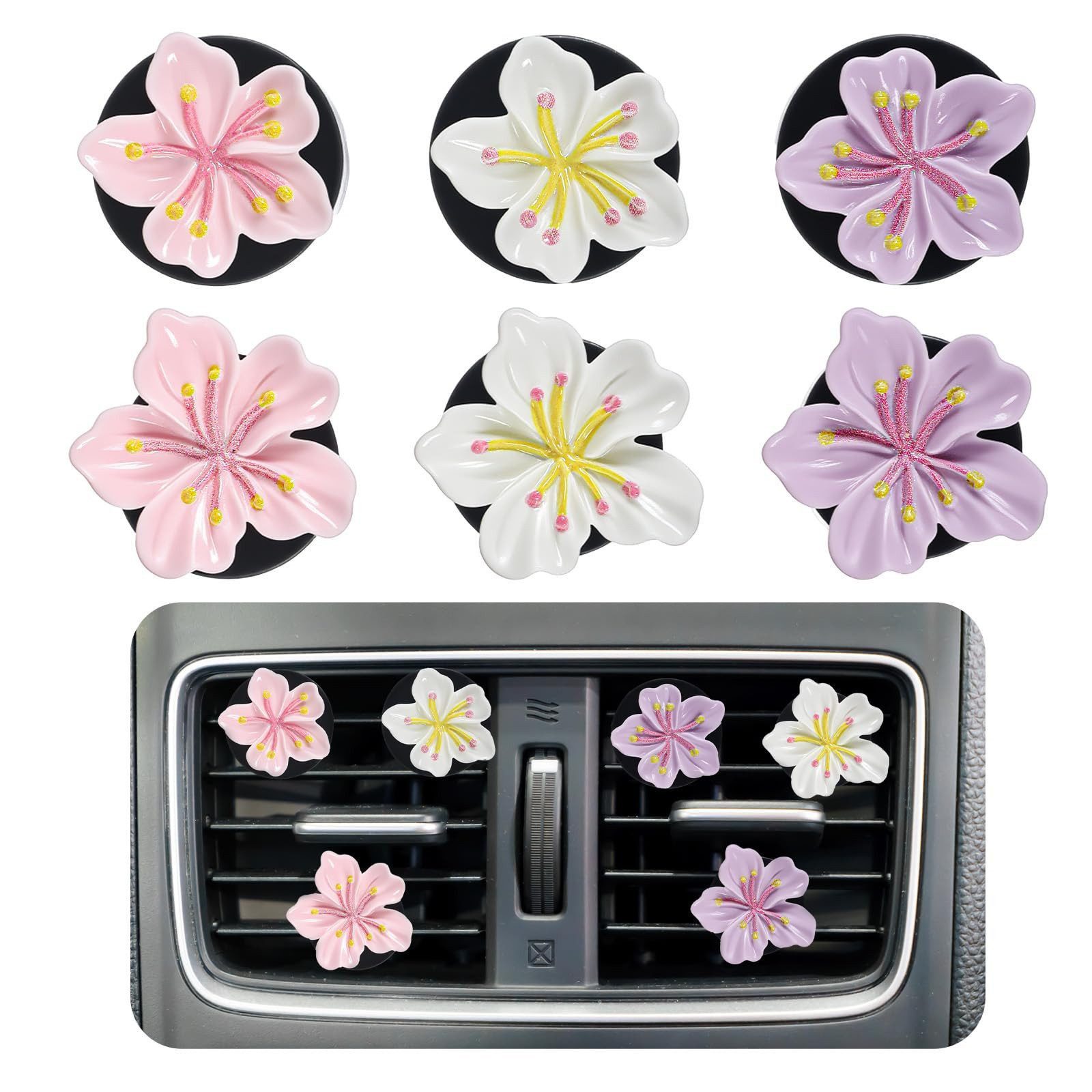 Raumduft Auto Lufterfrischer Blumen Clips für Lüftung und Innenraum Deko 12Set