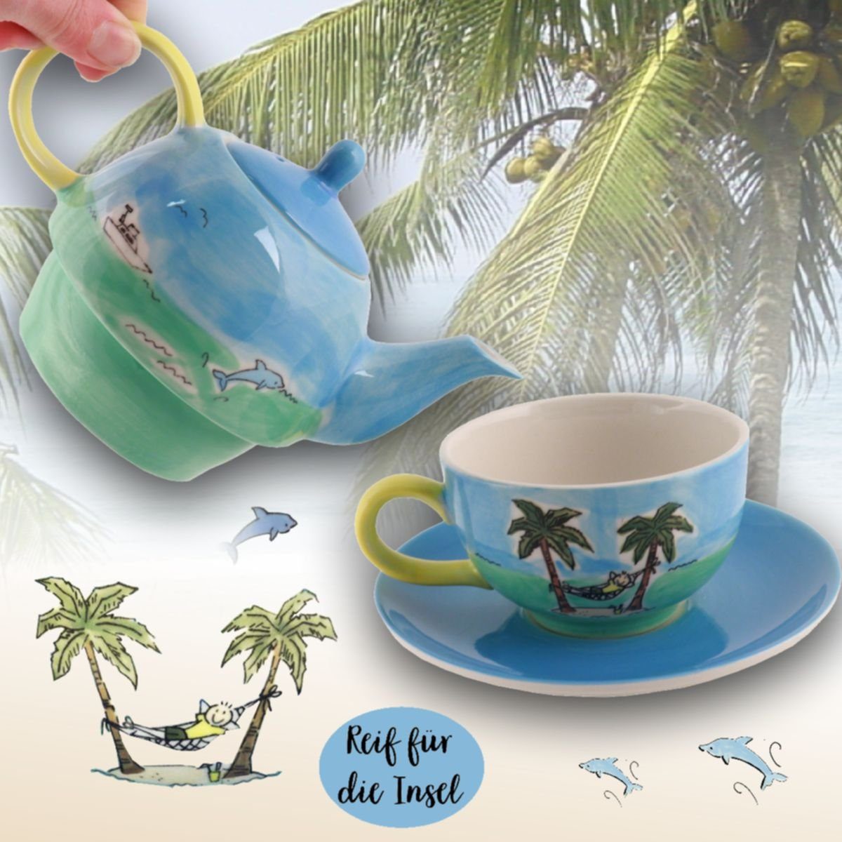Keramik Tea for Insel, One Reif für Mila Tee-Set (Set) Teekanne Mila die