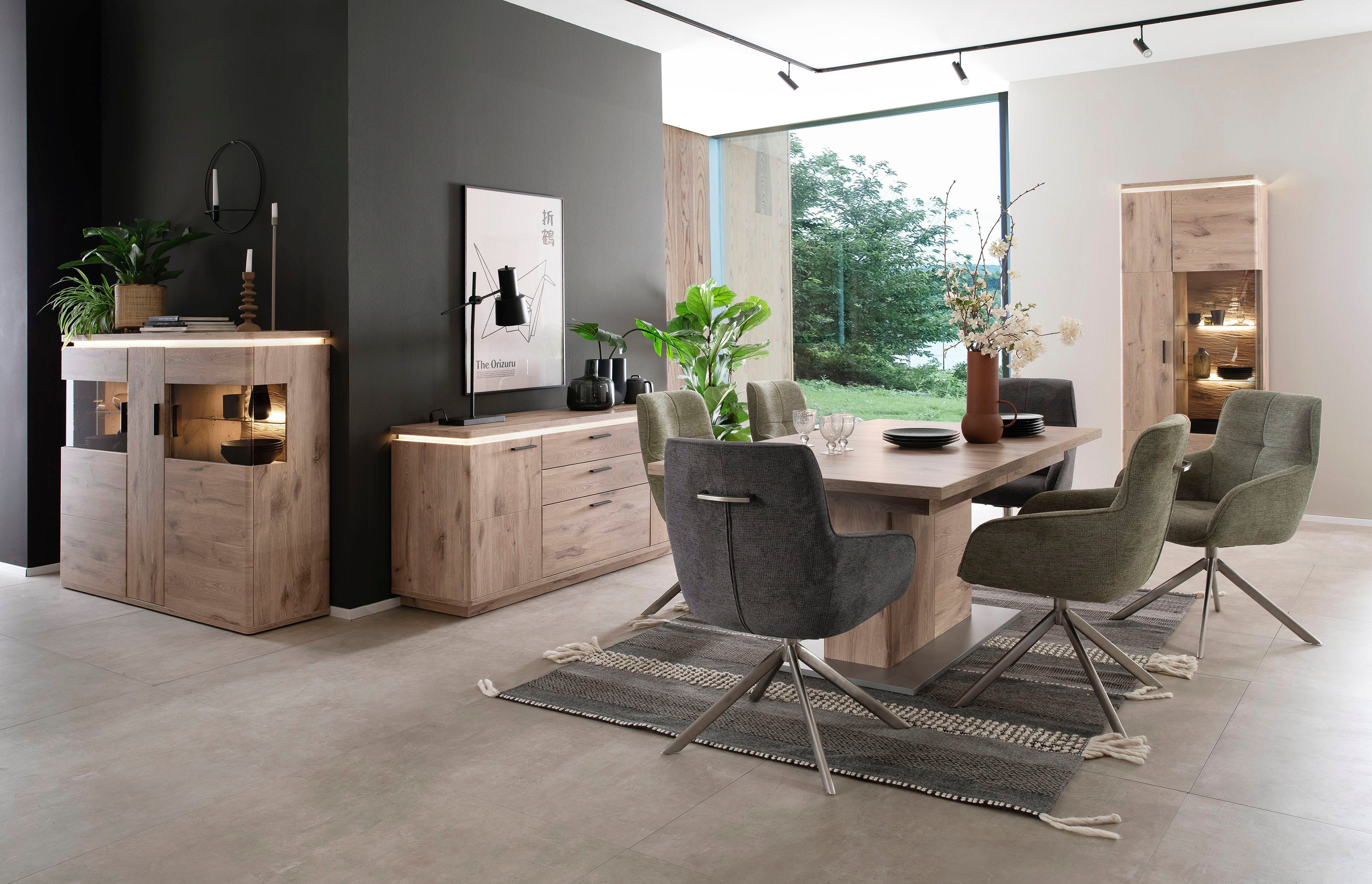 MCA furniture 4-Fußstuhl Xativa (2 mit 49 Komfortsitzhöhe Nivellierung, Olive 180°drehbar St), cm