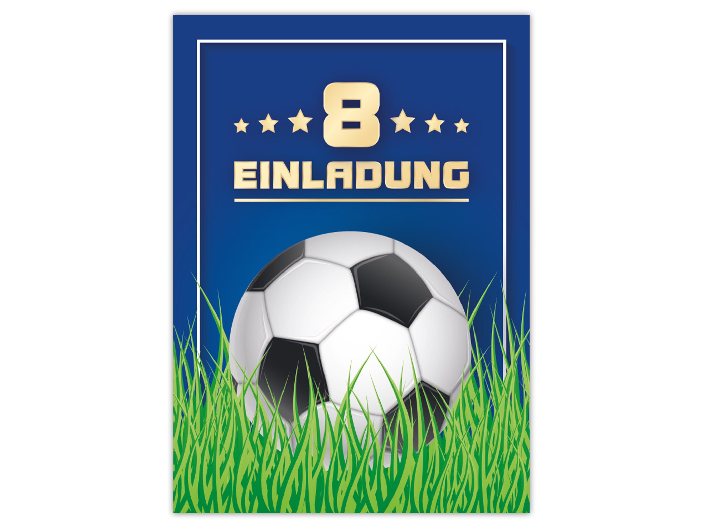 Thumbnail - LIMONIA Einladungskarten Fußball zum 8. Kindergeburtstag Einladungen + Umschläge Karte Fussball, Karten mit Umschlägen z...