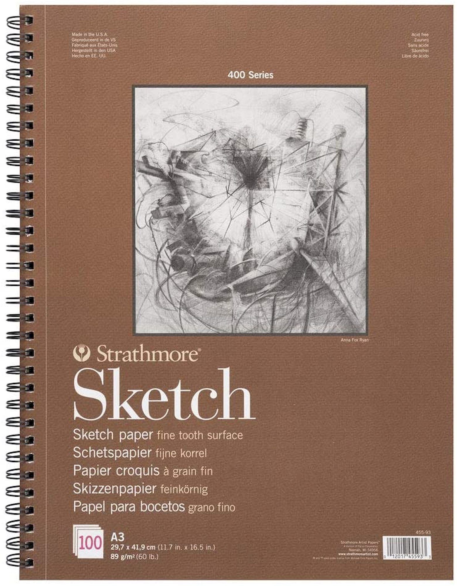 Strathmore Artist Papers™ Skizzenblock Skizzen-Papier, Spiralblock, A3, 29,7 x 41,9 cm, 89 g/m², 100 Blatt