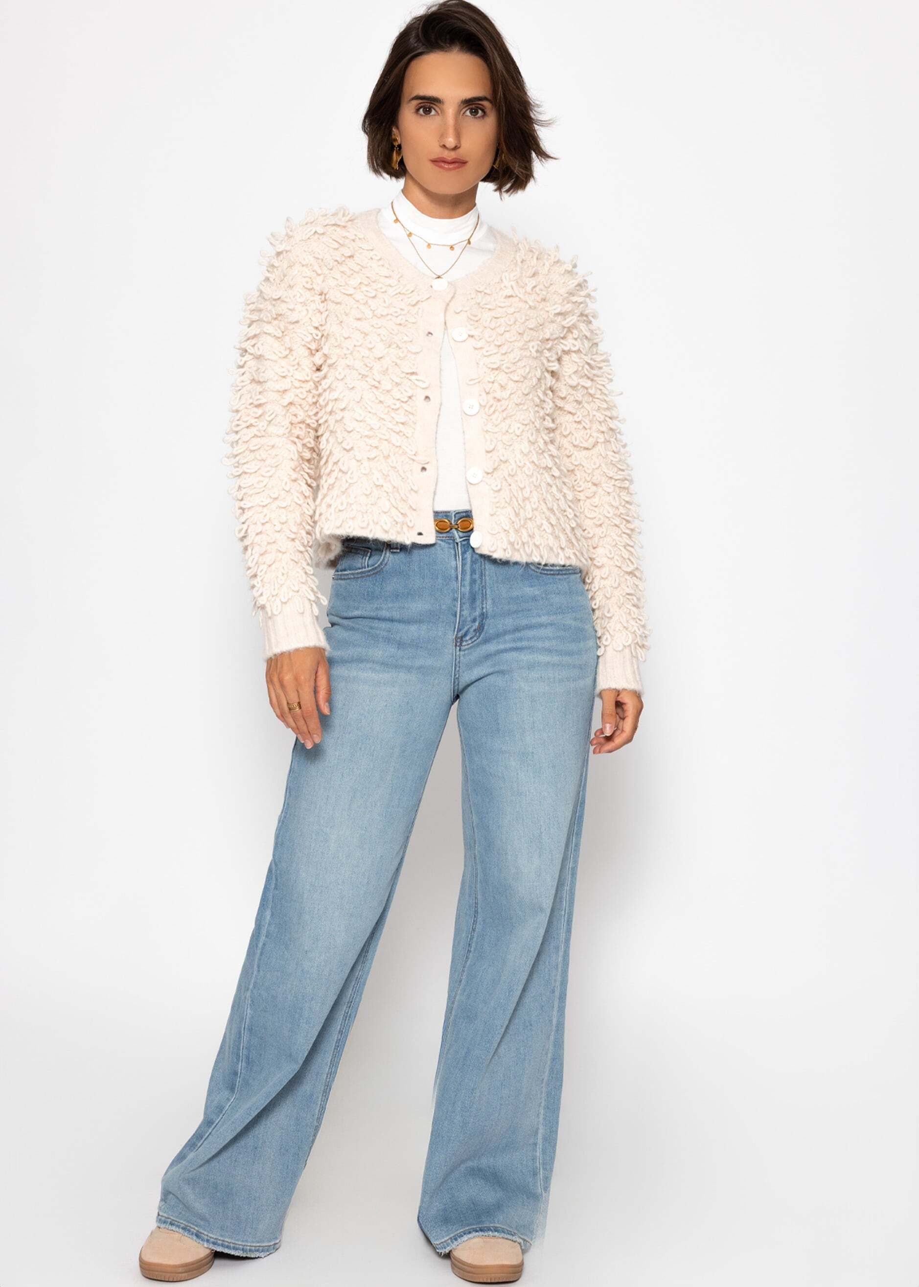 SASSYCLASSY Cardigan Strickjacke mit Loop-Struktur für günstig online kaufen