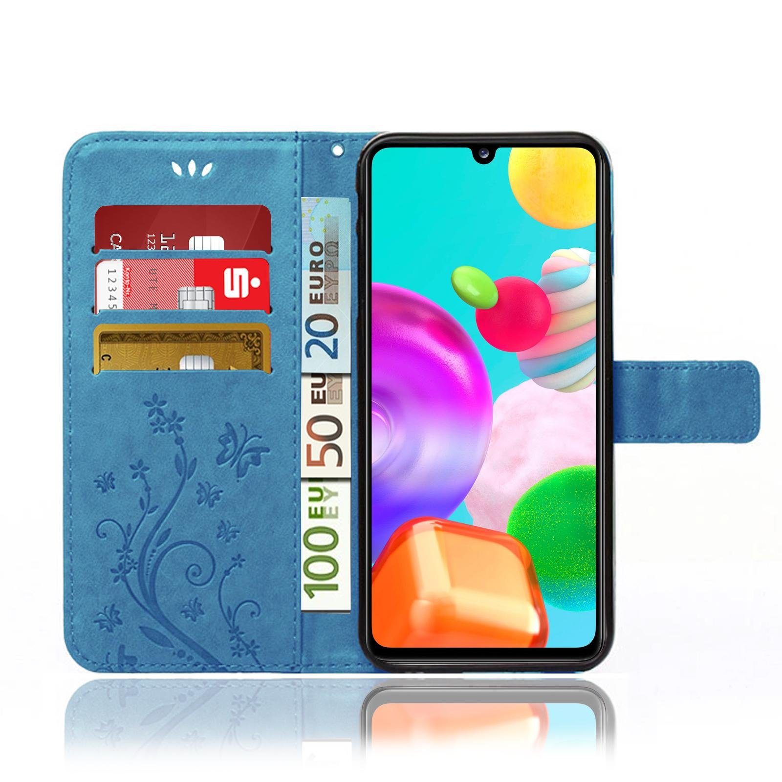 Numerva Handyhülle Bookstyle Flower Handytasche Schutzhülle für Samsung Galaxy A41, Klapphülle Flip Cover mit Blumenmuster