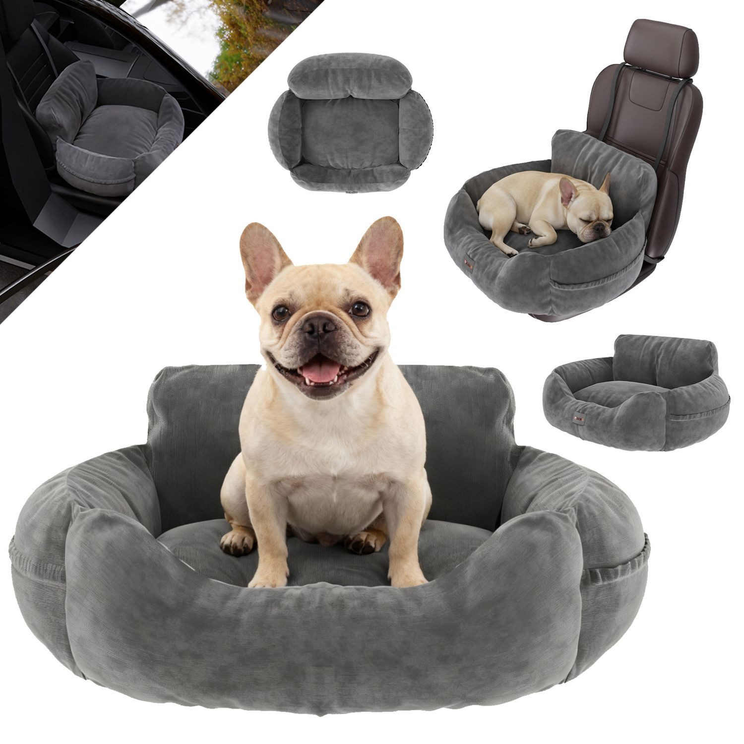 BENNO Tierbett Hundesitz BUDDY Auto 55x45x30 cm, waschbar, rutschfest, Polyester, Hundesitz BUDDY – quadratischer Autositz, waschbar, rutschfest