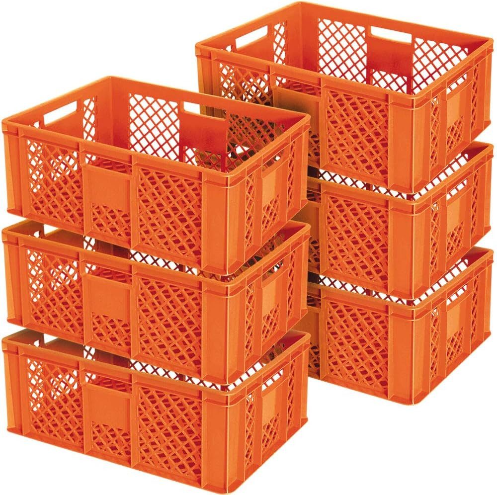 BRB-Lagertechnik Stapelbox 6x Eurobehälter/Bäckerkiste durchbrochen, LxBxH 600x400x240 mm, Stoßfest, robust und formstabil