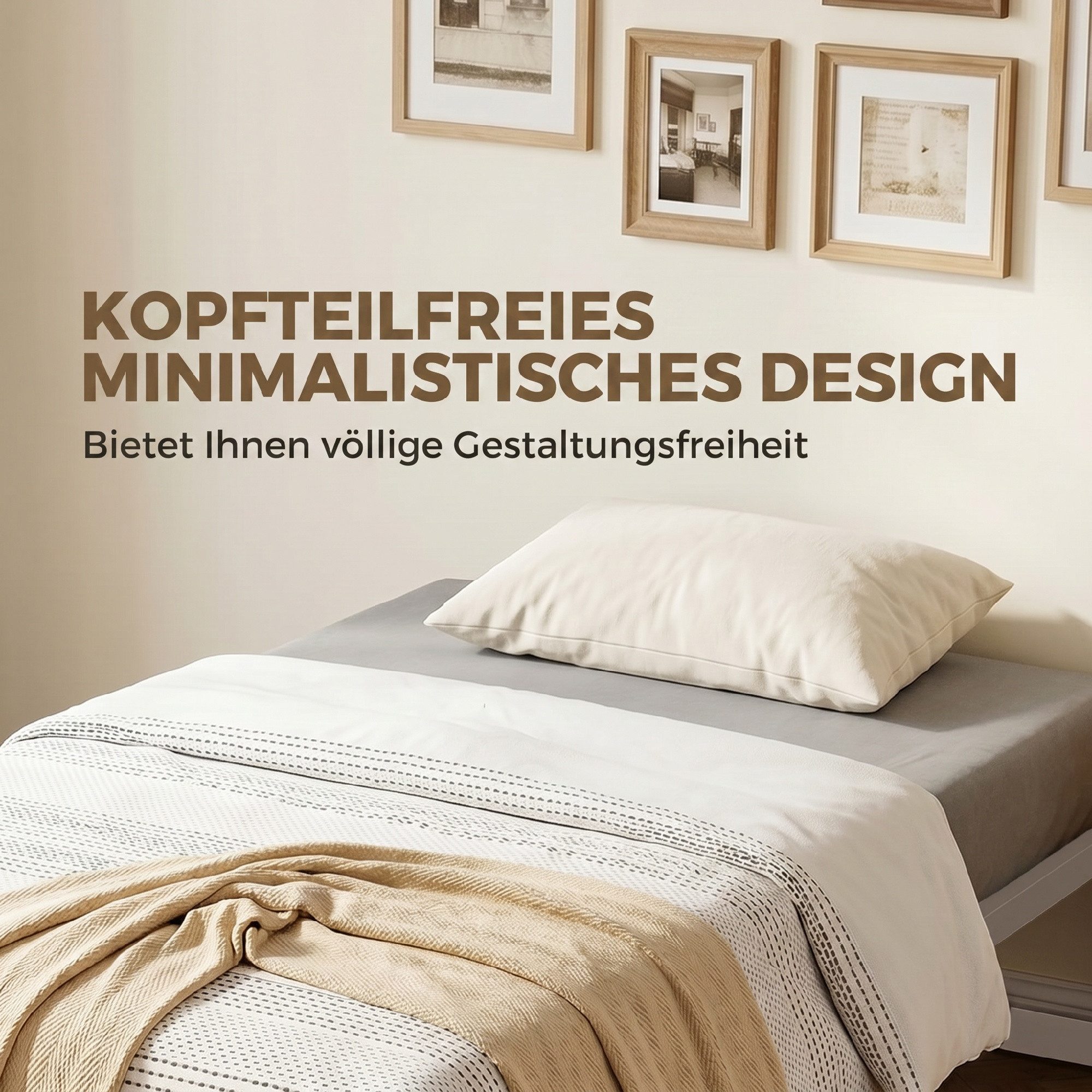 HOMCOM Bettgestell Bett Bettrahmen mit praktischem Stauraum (Set, 2-tlg., Bettgestell mit Aufbauanleitung), ohne Kopfteil, viel Stauraum, schnelle Montage – Bild 4 von 5