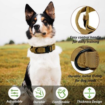 CALIYO Hunde-Halsband Militär Halsband Taktisches Hundehalsband mit Griff, für Mittlere Große Hunde Training Jagd, mit Robuste Metallschnalle