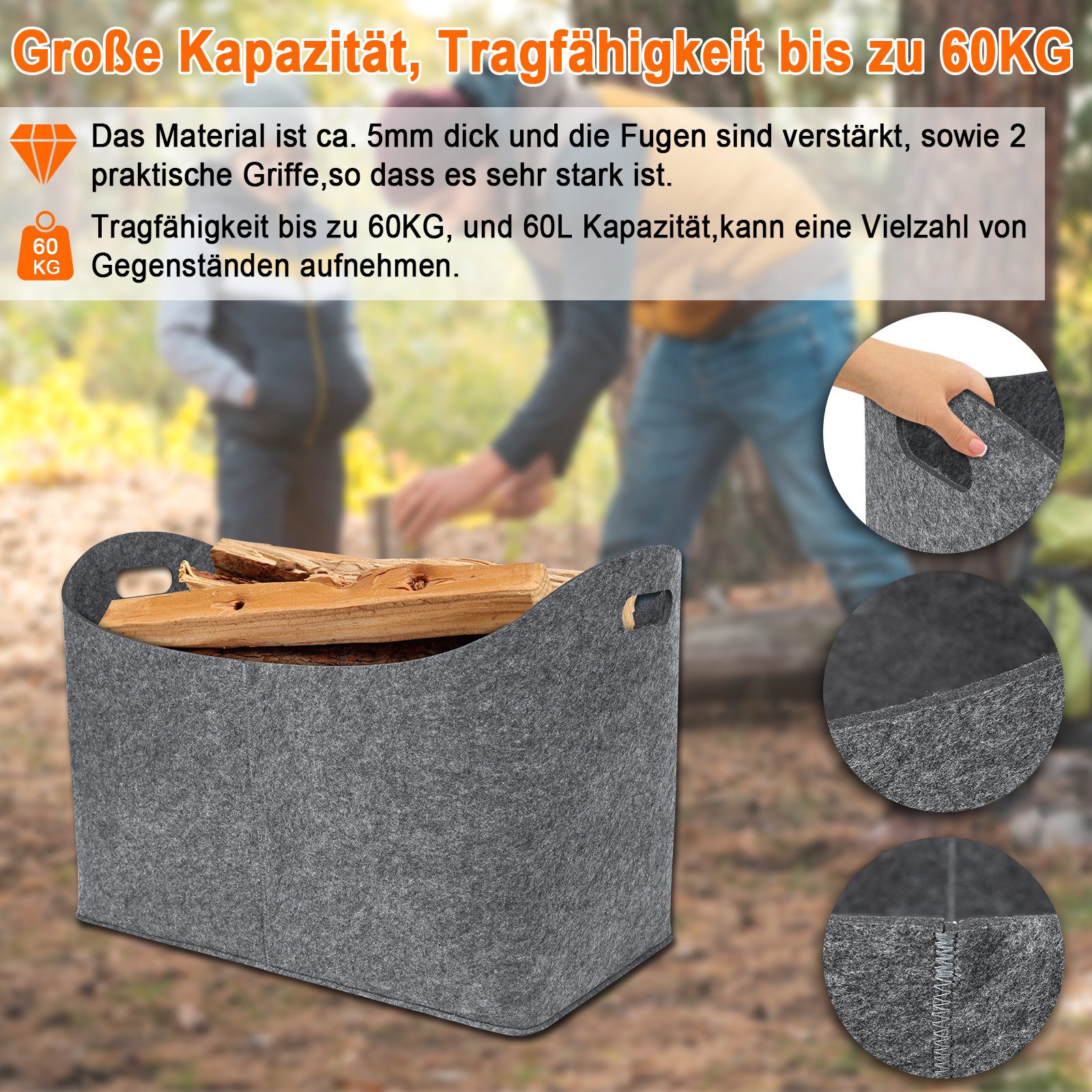 FIVMEN Allzweckkorb Henkeltasche Aufbewahrungstaschen (Set) – Bild 3 von 5