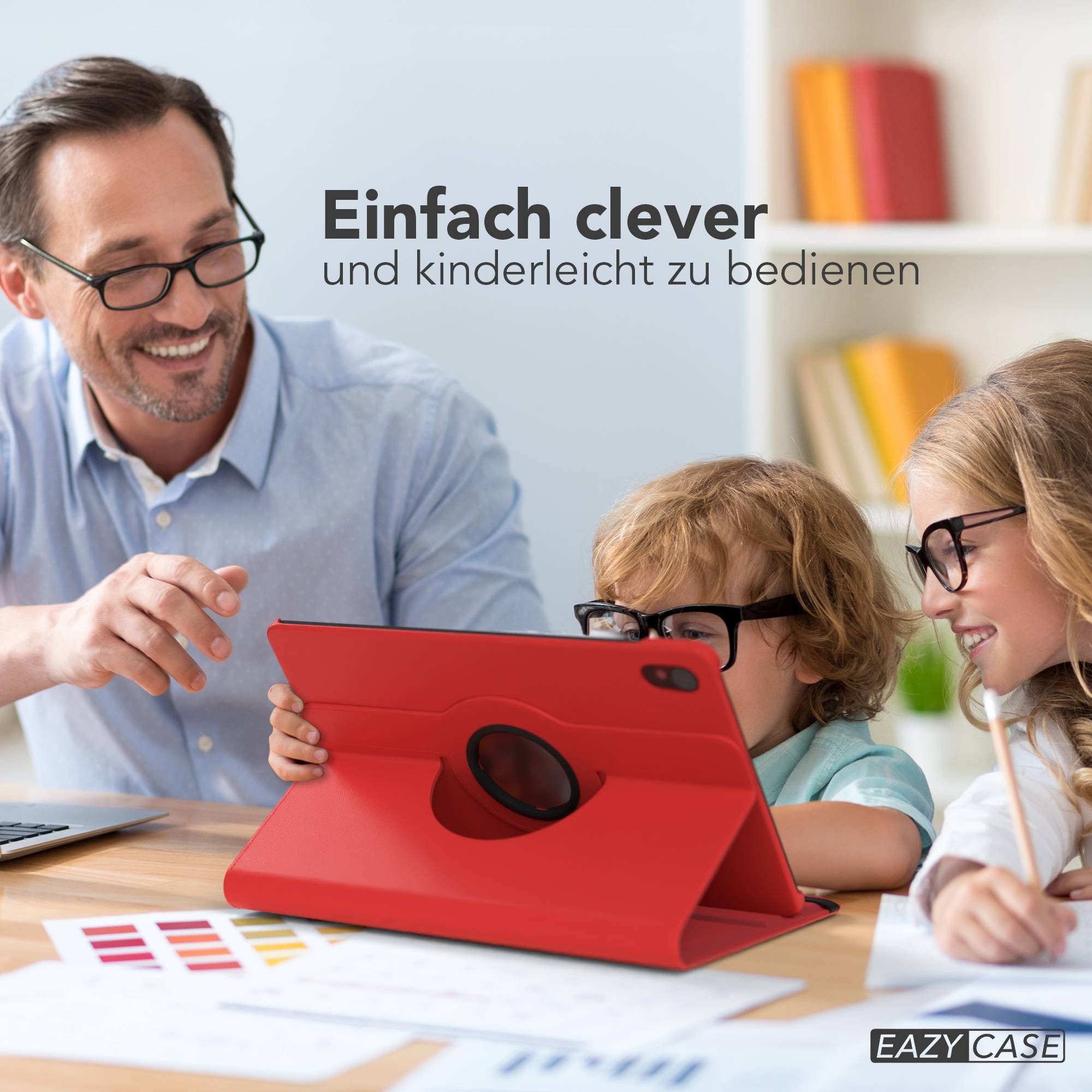 EAZY CASE Tablet-Hülle Rotationcase für Samsung Galaxy Tab S11 11 Zoll, Tabletcase Flipcover Smart kratzfest Hülle aufstellbar drehend Rot