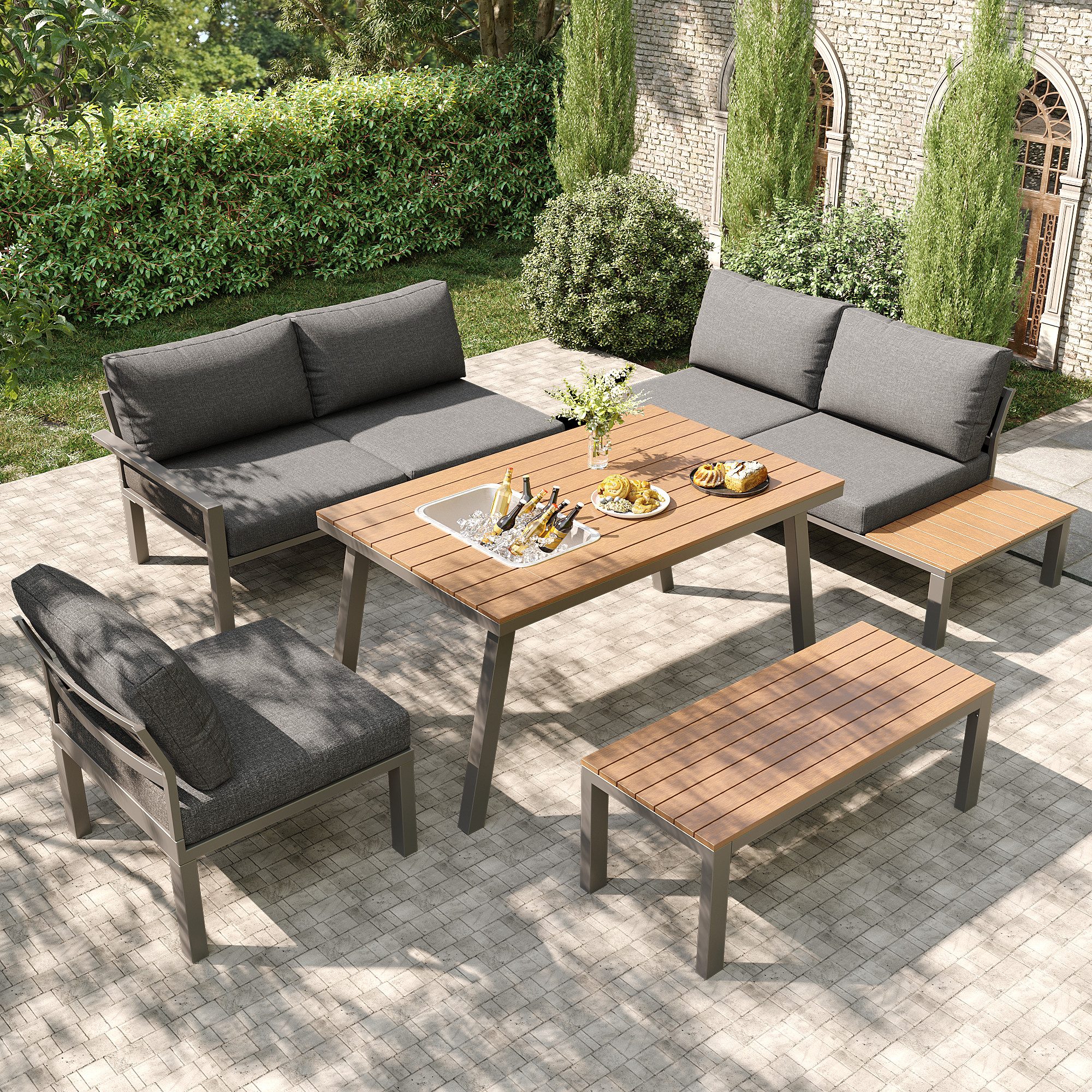 HAUSS SPOLE Gartenlounge-Set 2 Sofas, 1 günstig online kaufen