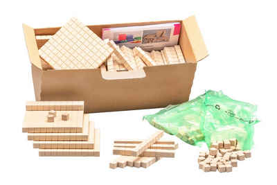 Wissner® aktiv lernen Lernspielzeug Dienes Klassensatz naturfarben (432 Teile), Dezimalrechnen RE-Wood®, RE-Plastic®
