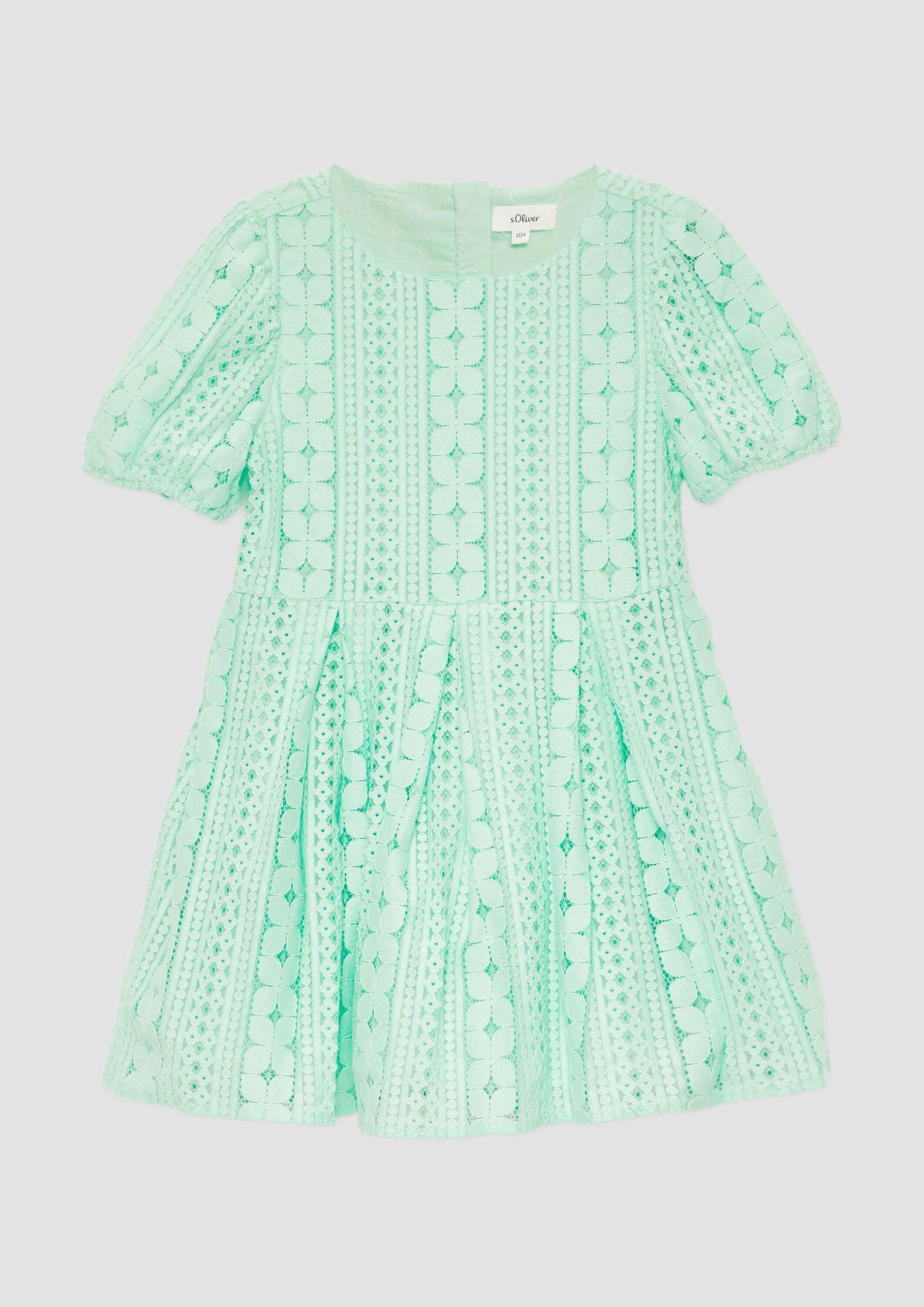 s.Oliver Minikleid Kleid Kurzes Kleid aus Spitze mit elastischen Bündchen an den Ärmeln