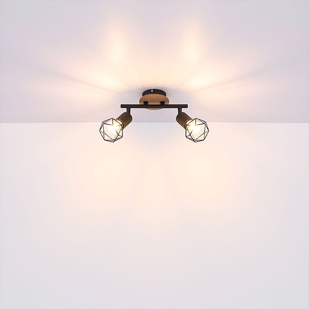 Industrial Wohnzimmerleuchte Leuchtmittel etc-shop Strahler inklusive, Holz verstellbar Deckenlampe Deckenspot, LED nicht