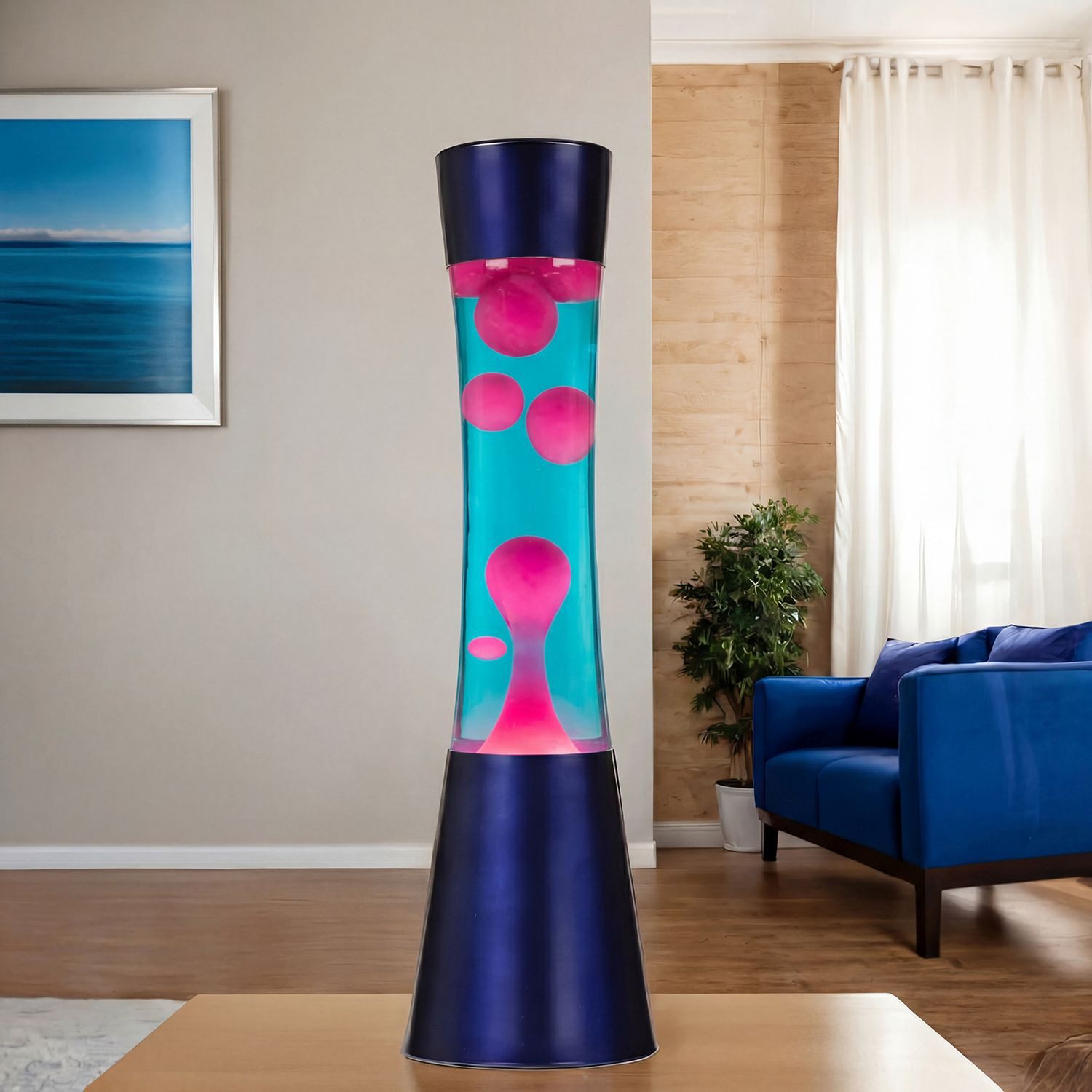Licht-Erlebnisse Lavalampe RINGO, Warmweiß, Retro Lampe Blau Pink inkl. G9 Leuchtmittel Tischleuchte