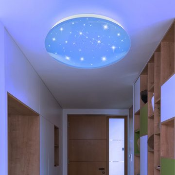 etc-shop LED Deckenleuchte, LED-Leuchtmittel fest verbaut, Warmweiß, Farbwechsel, RGB LED Decken Leuchte Kinder Schlaf Zimmer Sternen Himmel Effekt
