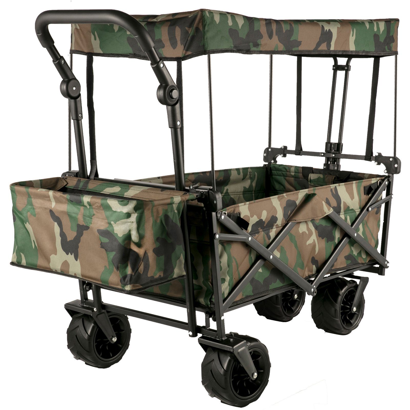 VEVOR Bollerwagen Faltbar Handwagen 100kg Transportkarre Gerätewagen mit Dach Camouflage