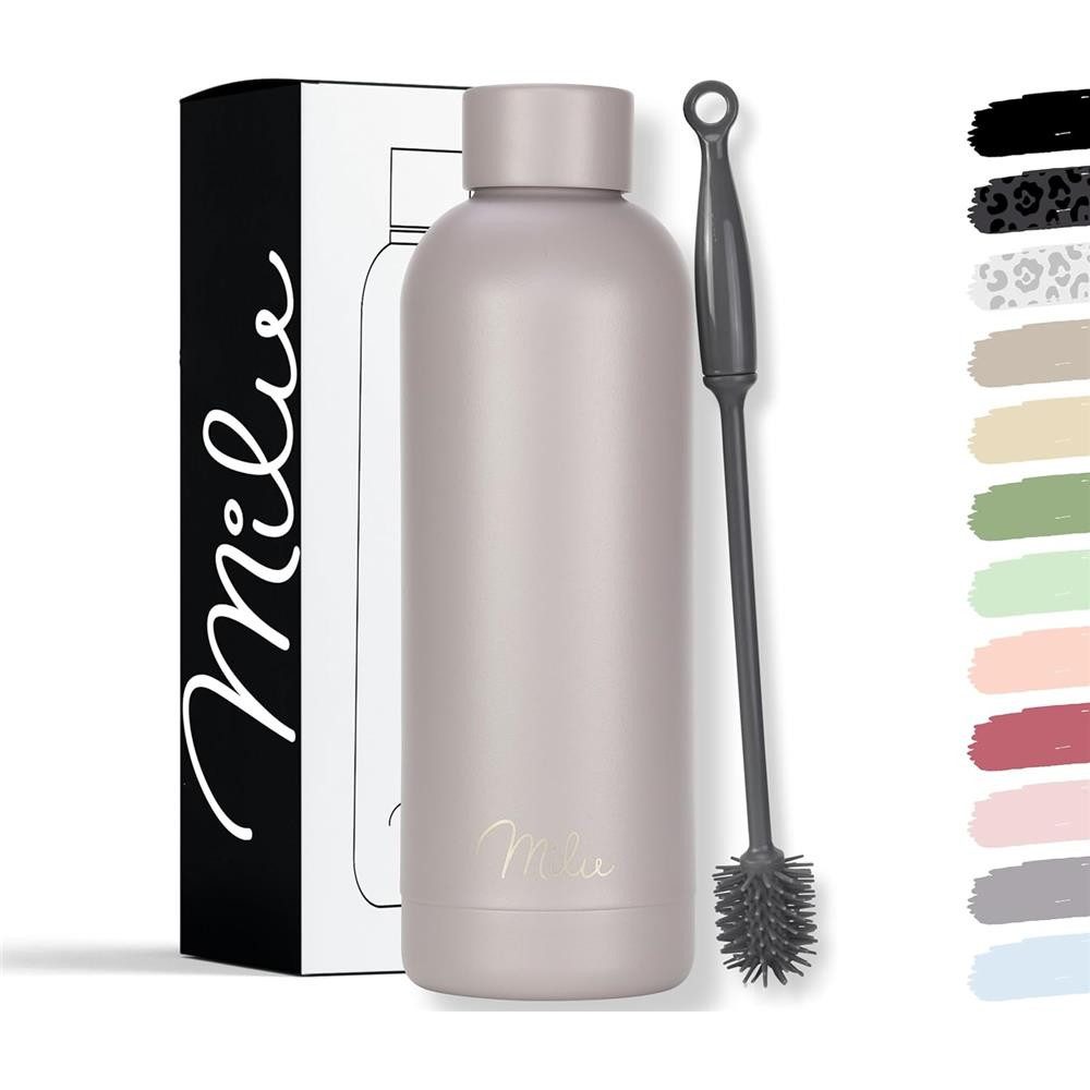 Milu Isolierflasche Isolierflasche aus Edelstahl mit Trageschlaufe, Thermosflasche auslaufsicher