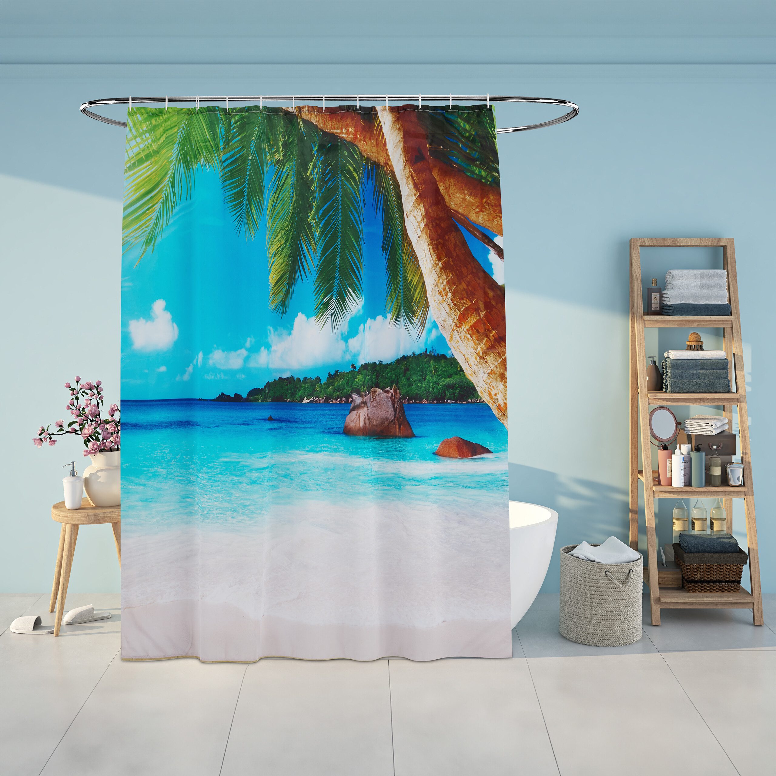 relaxdays Duschvorhang 180x200 cm mit Motiv Breite 180 cm (Tropical), 180x2 günstig online kaufen