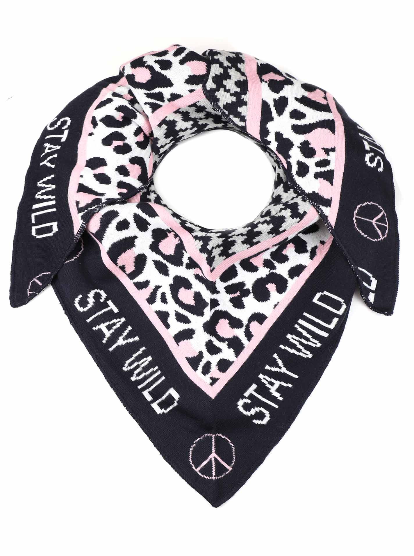 Zwillingsherz Dreieckstuch "Stay Wild", Schriftzug und Leomuster, wärmend, günstig online kaufen