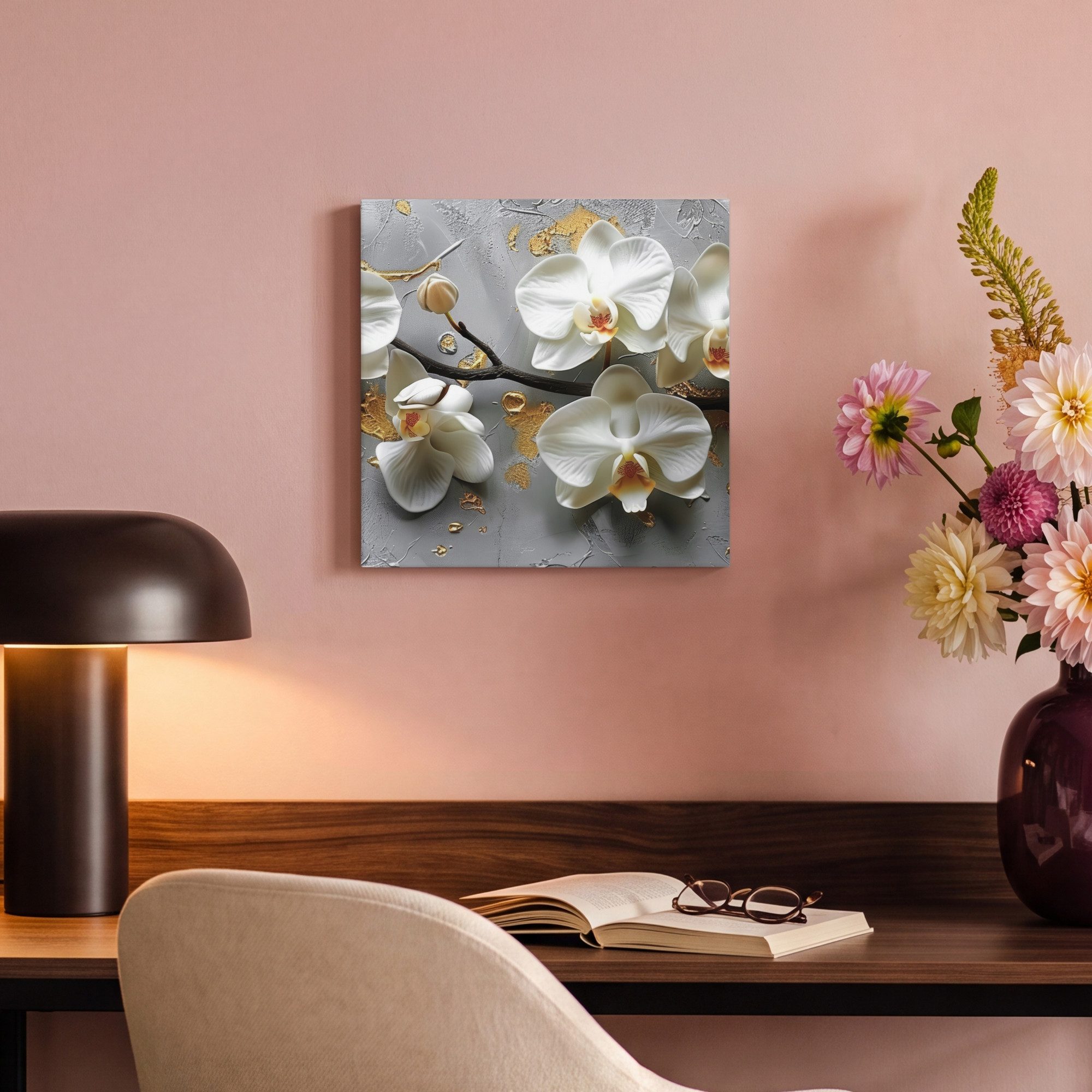 OneMillionCanvasses® Leinwandbild Blumen - Orchidee - Abstrakt - Modern, Fotodruck (1 St), Leinwand Canvas Wandbild, Wanddekoration 20x30 cm – Bild 4 von 5