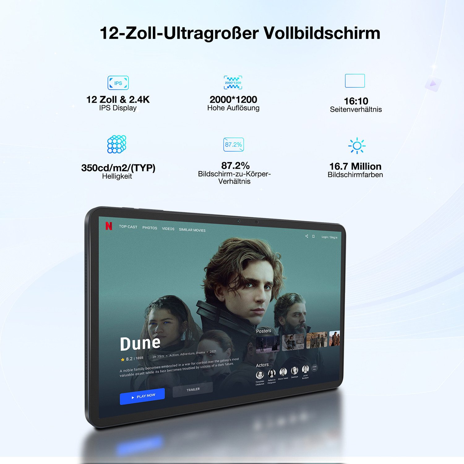 DOOGEE T20ULTRA 12 Zoll Android Gaming Tablet 12GB RAM 256GB ROM(2TB TF) Tablet (12", 256 GB, Android 13, 4G, 2.4K Display, 16MP+8MP Dual SIM, 4G LTE /5G WiFi/GMS/GPS/Widevine L1)