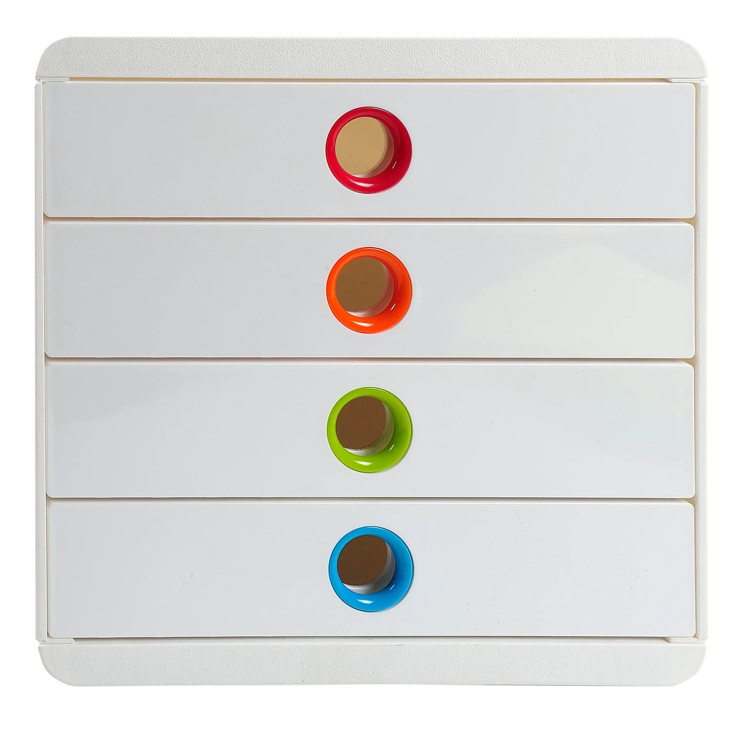 EXACOMPTA Schubladenbox POP-BOX, 4 Schübe, weiß/Harlekin