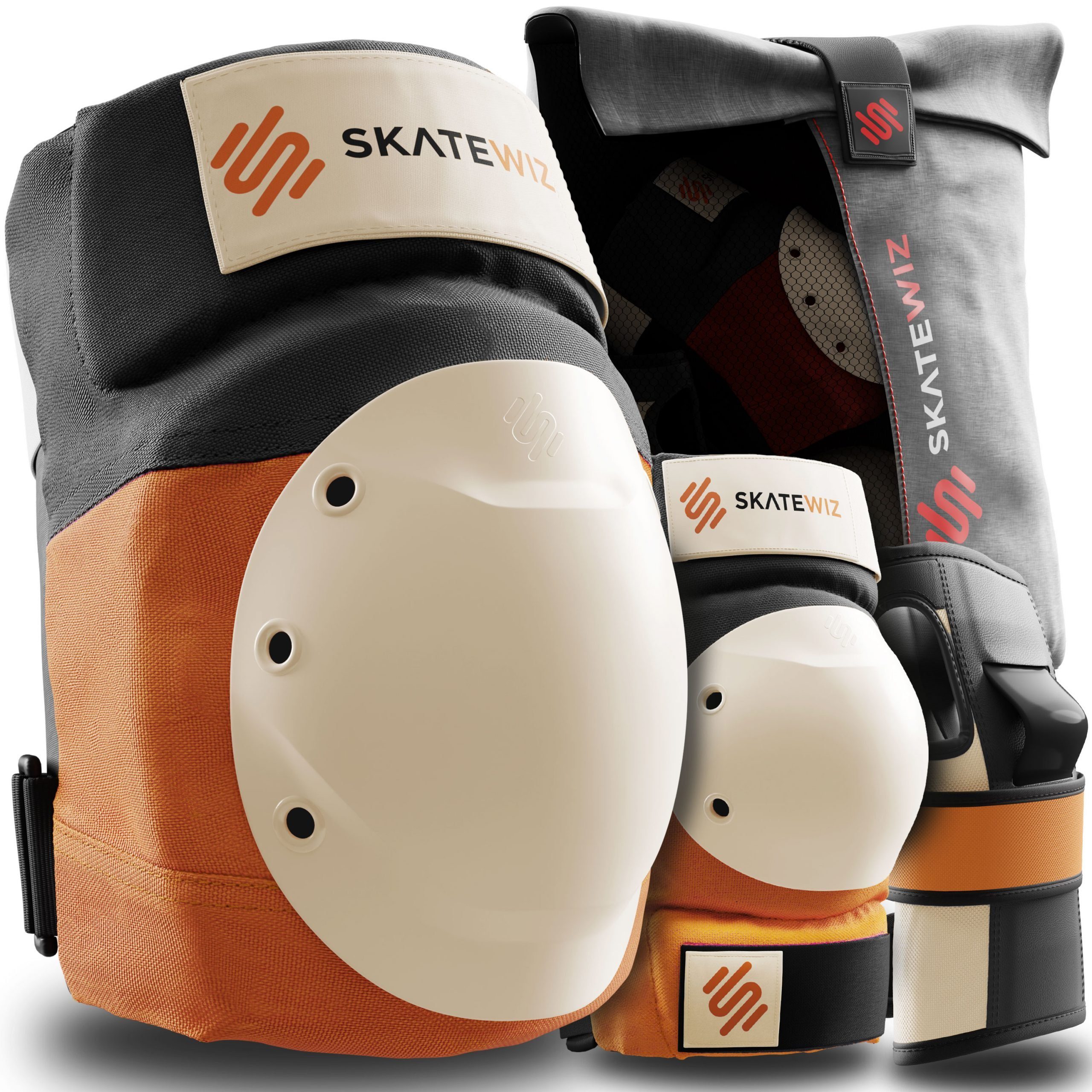 SKATEWIZ Protektoren-Set SHIELD - Skateboard Schonerset für Jugendliche und Erwachsene (Inliner Protektoren Damen Ellbogenschützer Herren, 7-tlg., Handschoner, Ellbogenschoner & Knieschoner Set), Rollschuhe, Schlittschuhe Damen & Skateboard