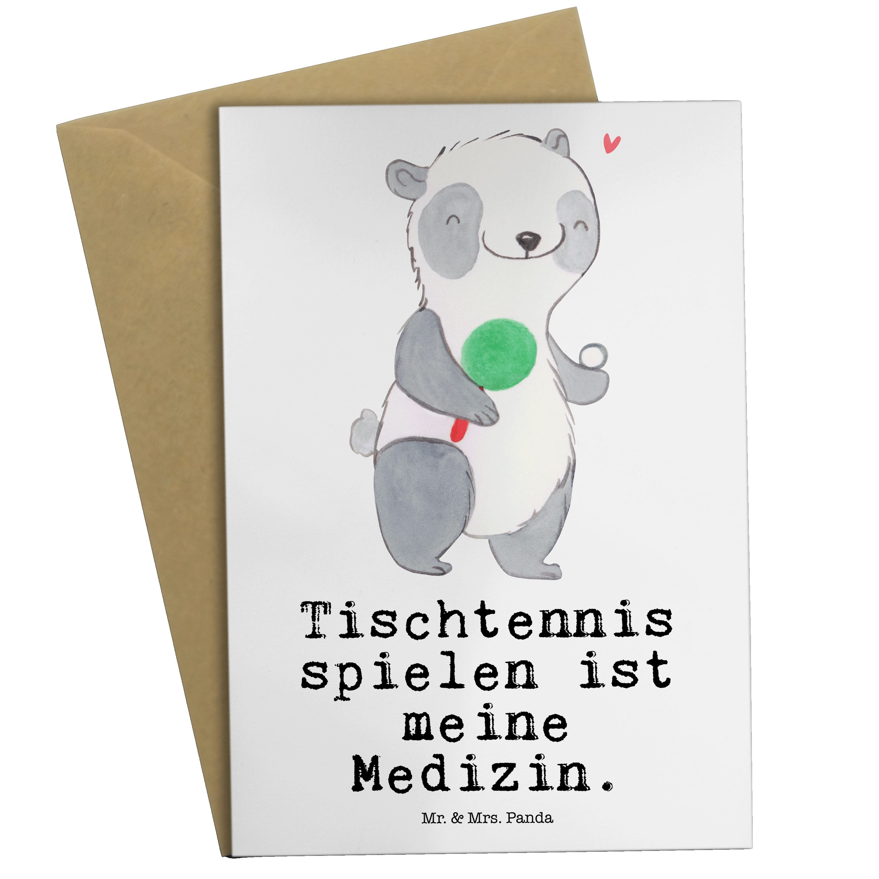 Mr. - Ho Grußkarte Mrs. Sportart, - Weiß Geschenk, Panda Medizin Klappkarte, Tischtennis Panda &