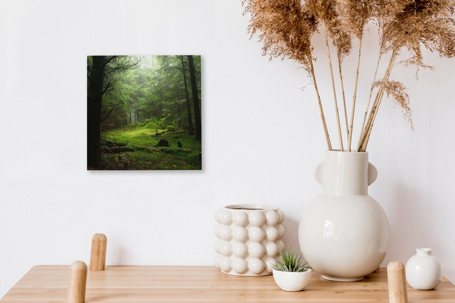 OneMillionCanvasses® Leinwandbild Frankreich für Wald Leinwand Moos, - Wohnzimmer St), - (1 Schlafzimmer Bilder