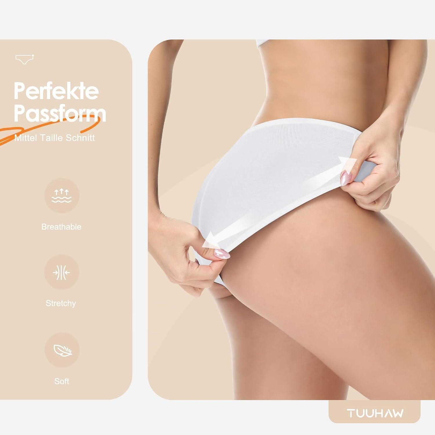 LuxusKollektion Slip Unterwäsche Damen 6er Pack Slips Baumwolle XS weiß
