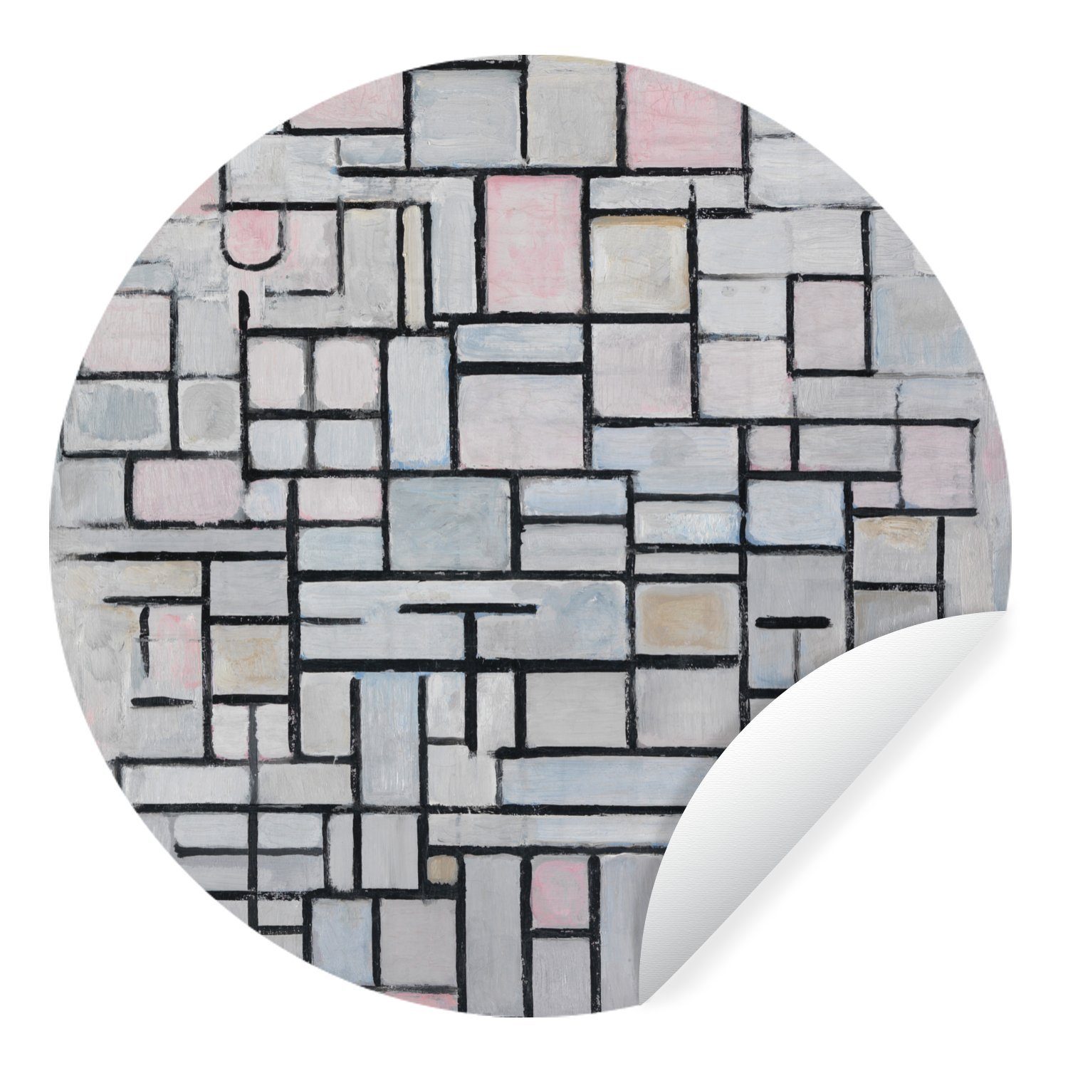 MuchoWow Wandsticker Komposition 6 - Piet Mondrian (1 St), Tapetenkreis für Kinderzimmer, Tapetenaufkleber, Rund, Wohnzimmer