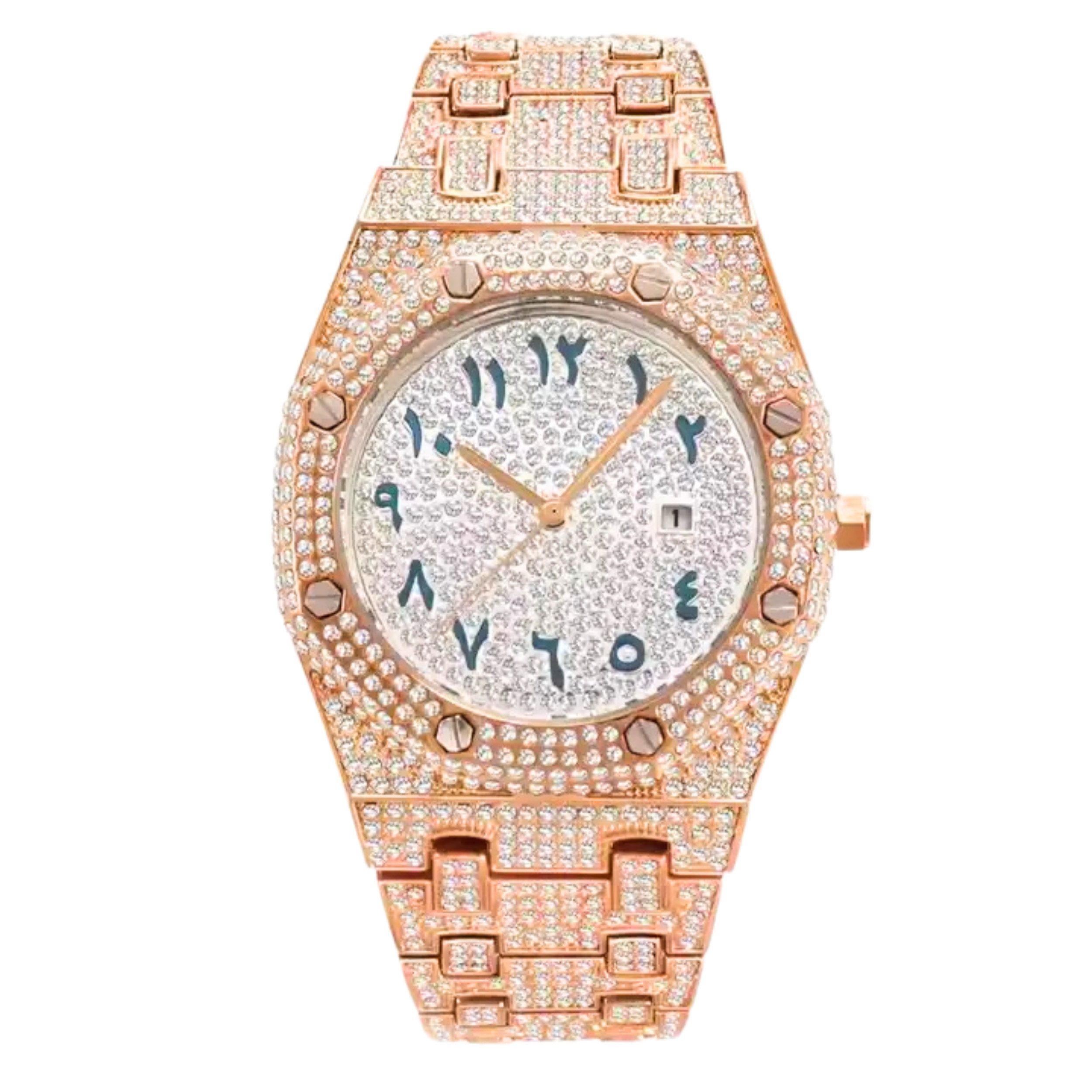 S&T Design Quarzuhr Iced Out Uhr Armbanduhr Herrenuhr Arabische Ziffern, (i günstig online kaufen